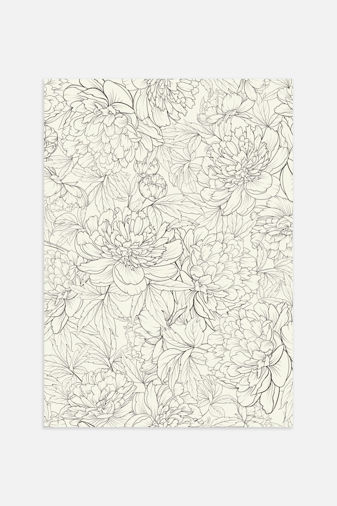 Peony Sketch Poster - Beige/black - 1