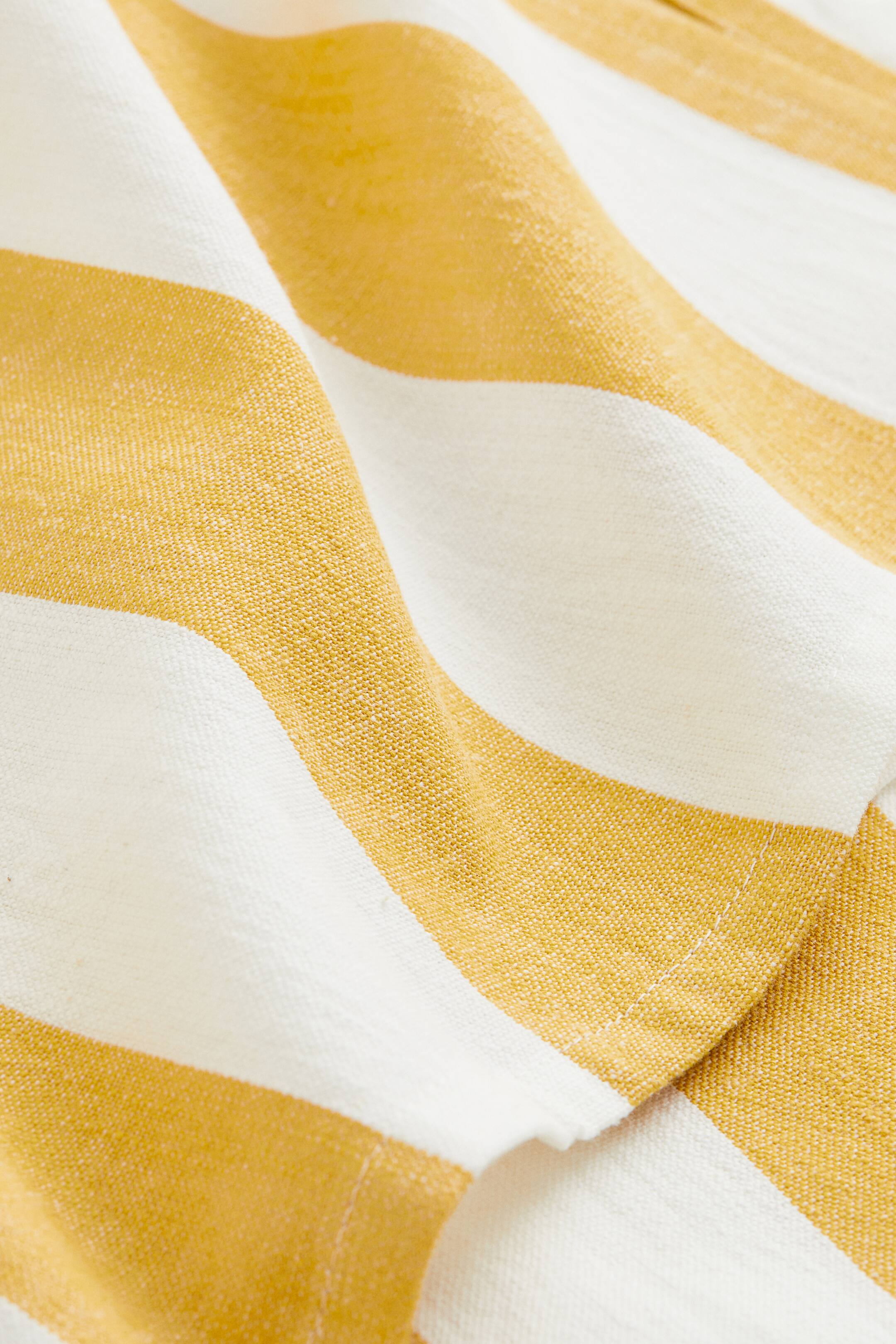 Tovaglia in lino spesso a righe con nappe, copertura da tavolo in stile