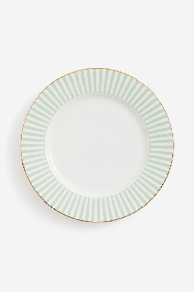 Grande assiette en porcelaine - Vert/rayé - 1