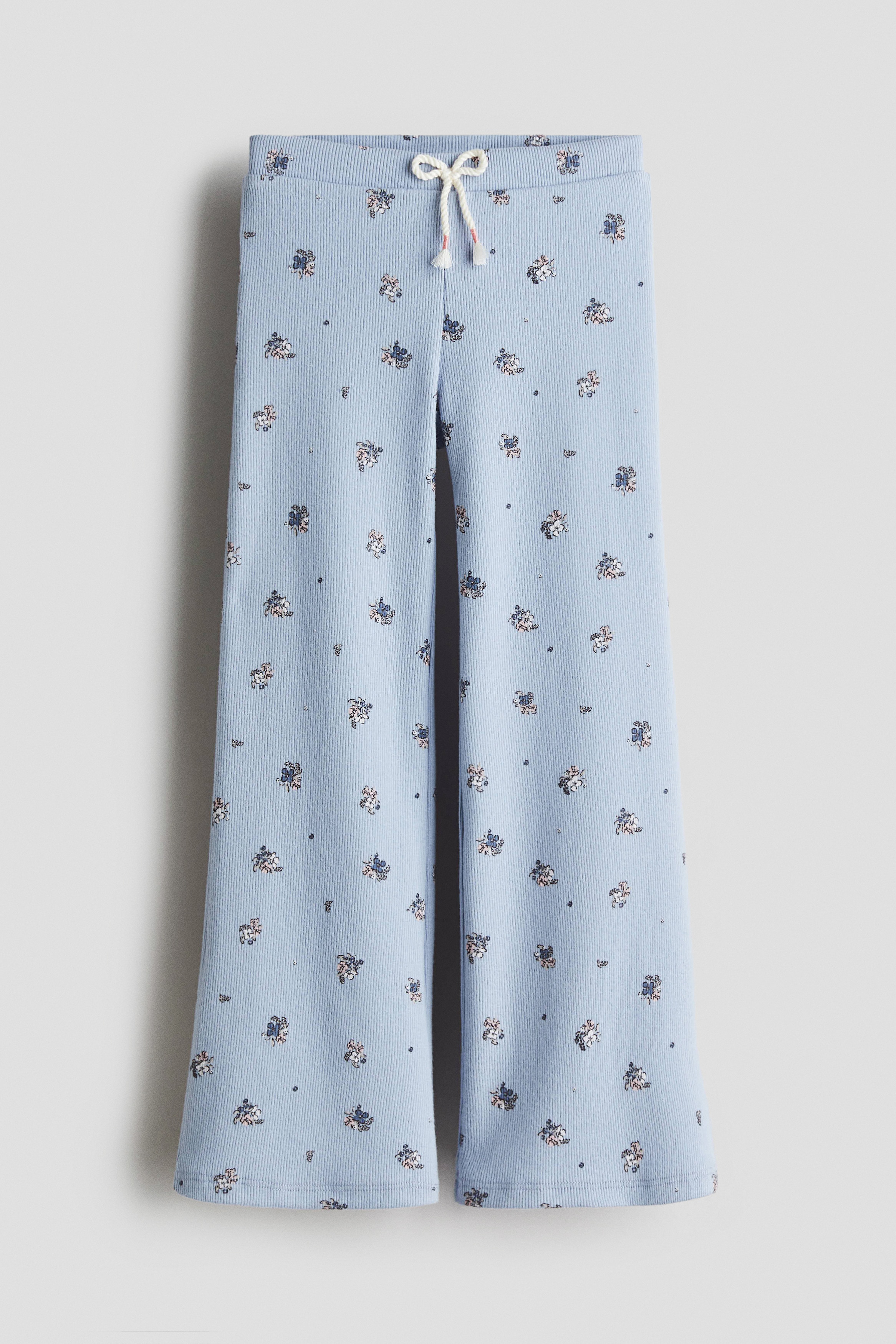 H & M - リブジャージーレギンス - ブルー