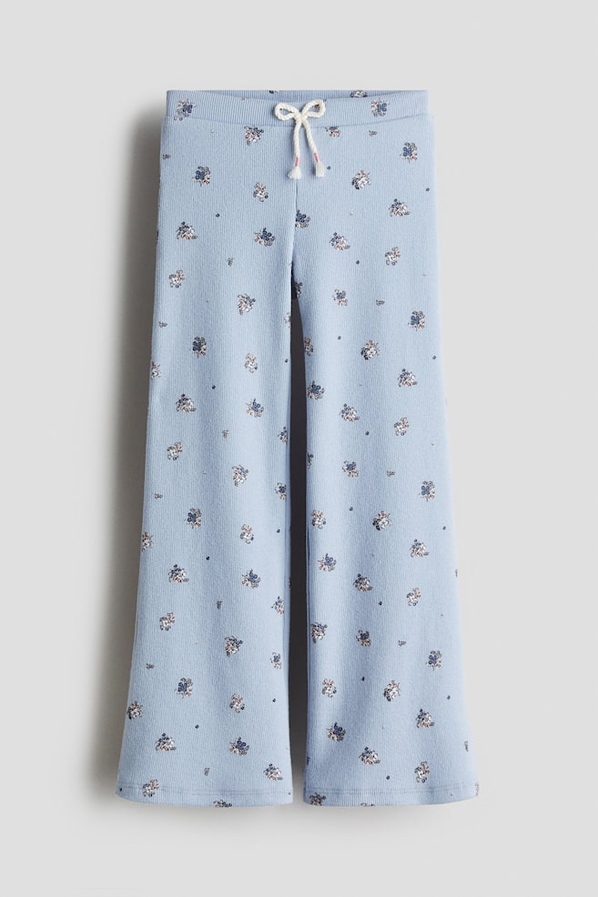 Ribbed Jersey Leggings - Light blue/floral - 1