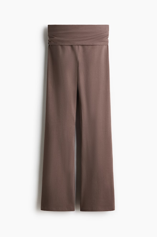 Foldover-Waist Cotton Pants - Dark taupe/Black/Gray melange/Plum purple/Dark brown - 1