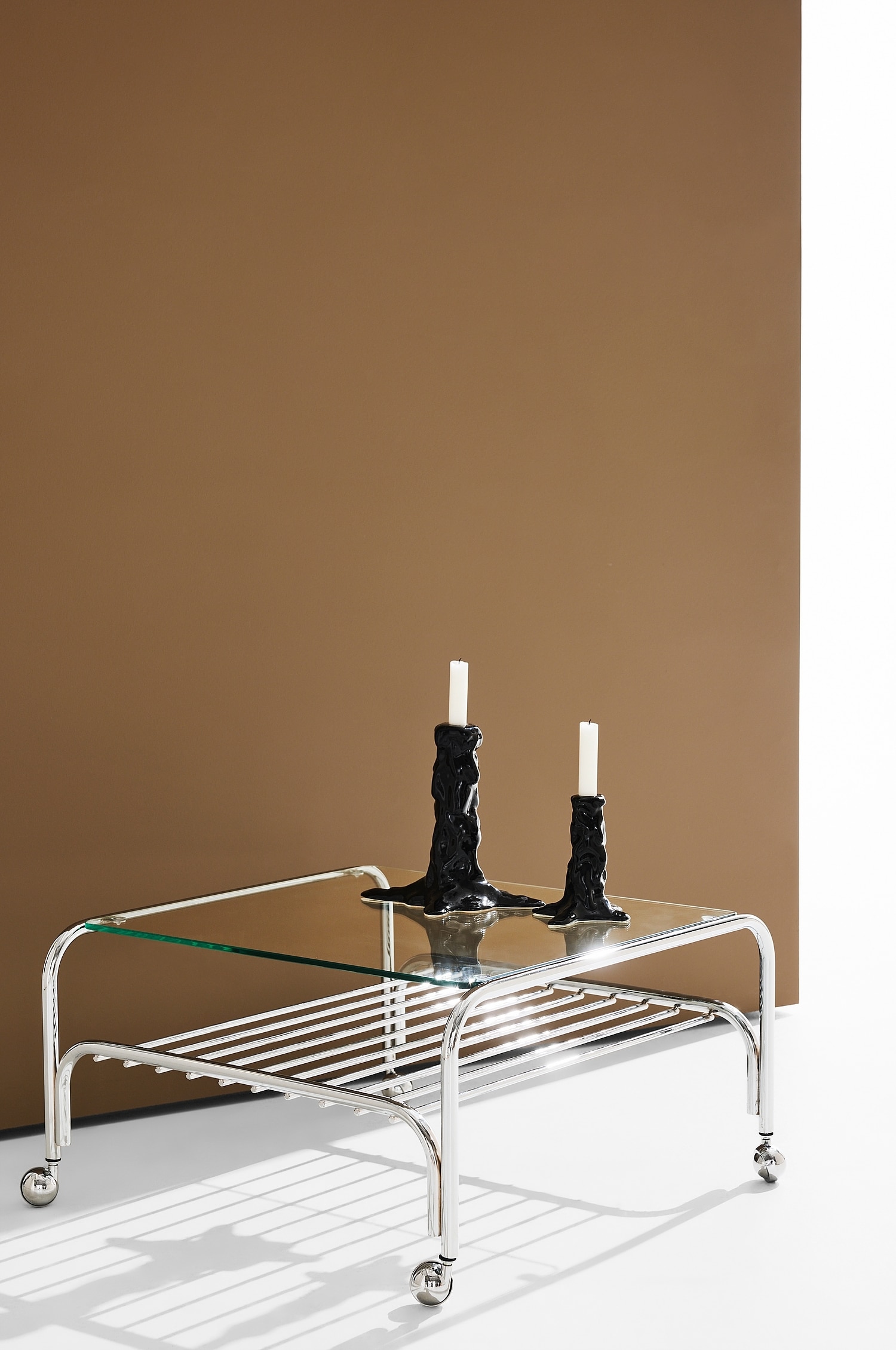 Cleo Coffee Table - Transparent/stainless/Brown/stainless