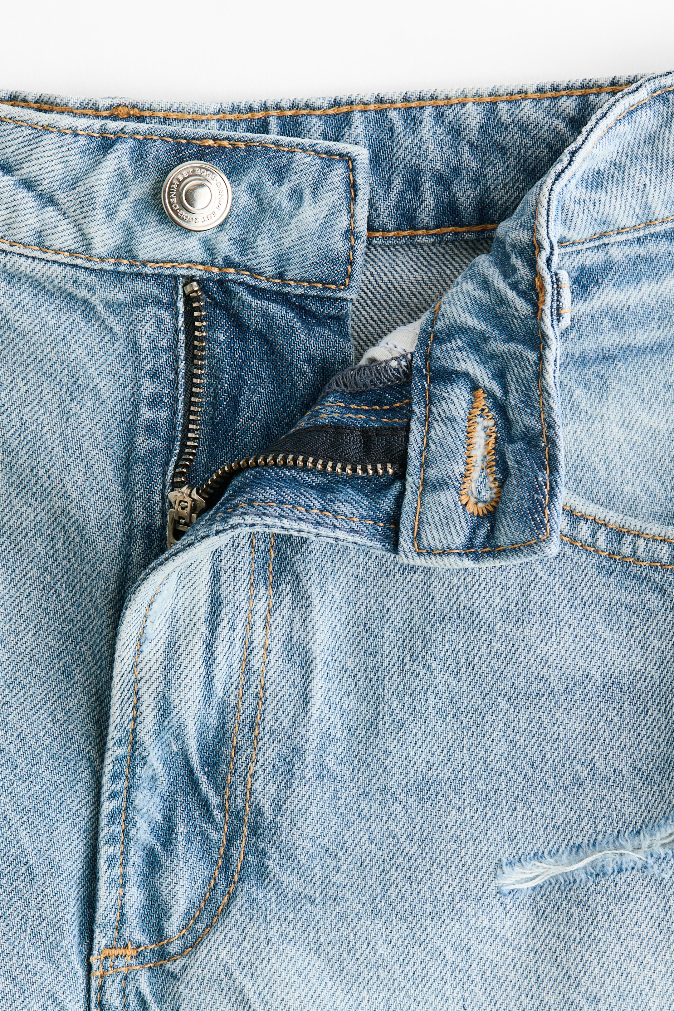Distressed-Look Denim Shorts