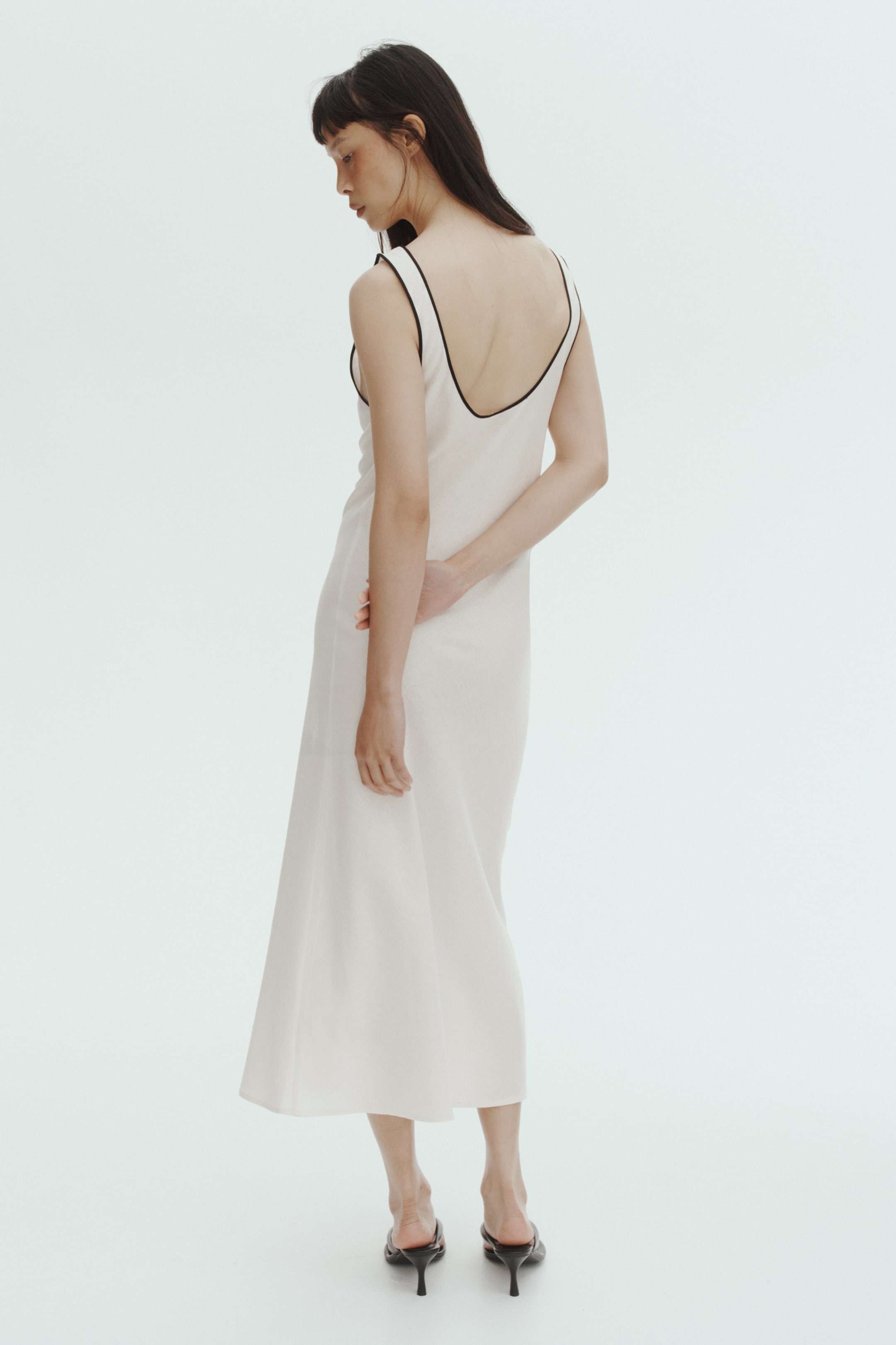 Linen-Blend Slip Dress