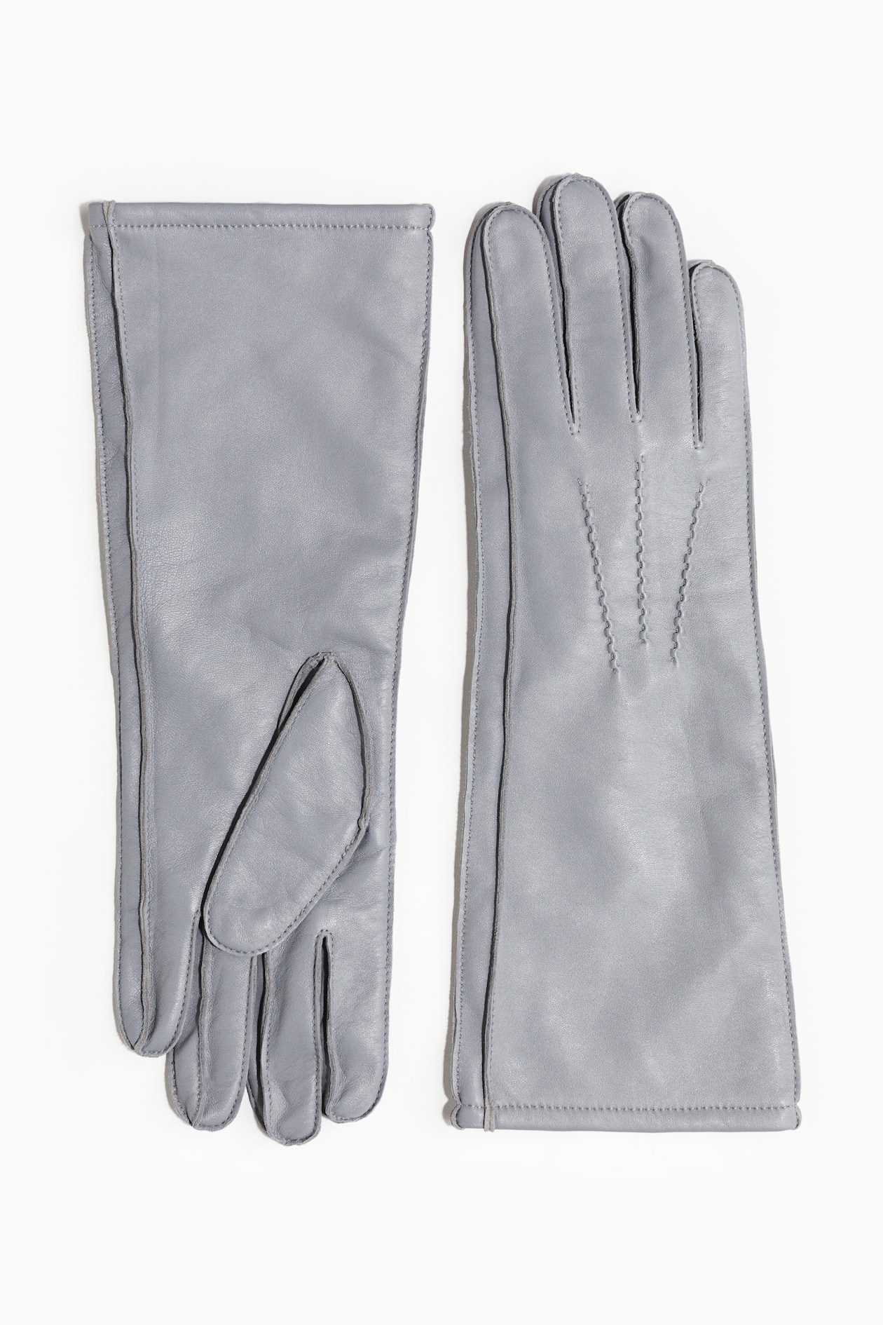Women's Light gray Long Leather Gloves | H&M US Women's Light gray Long Leather Gloves | H&M US