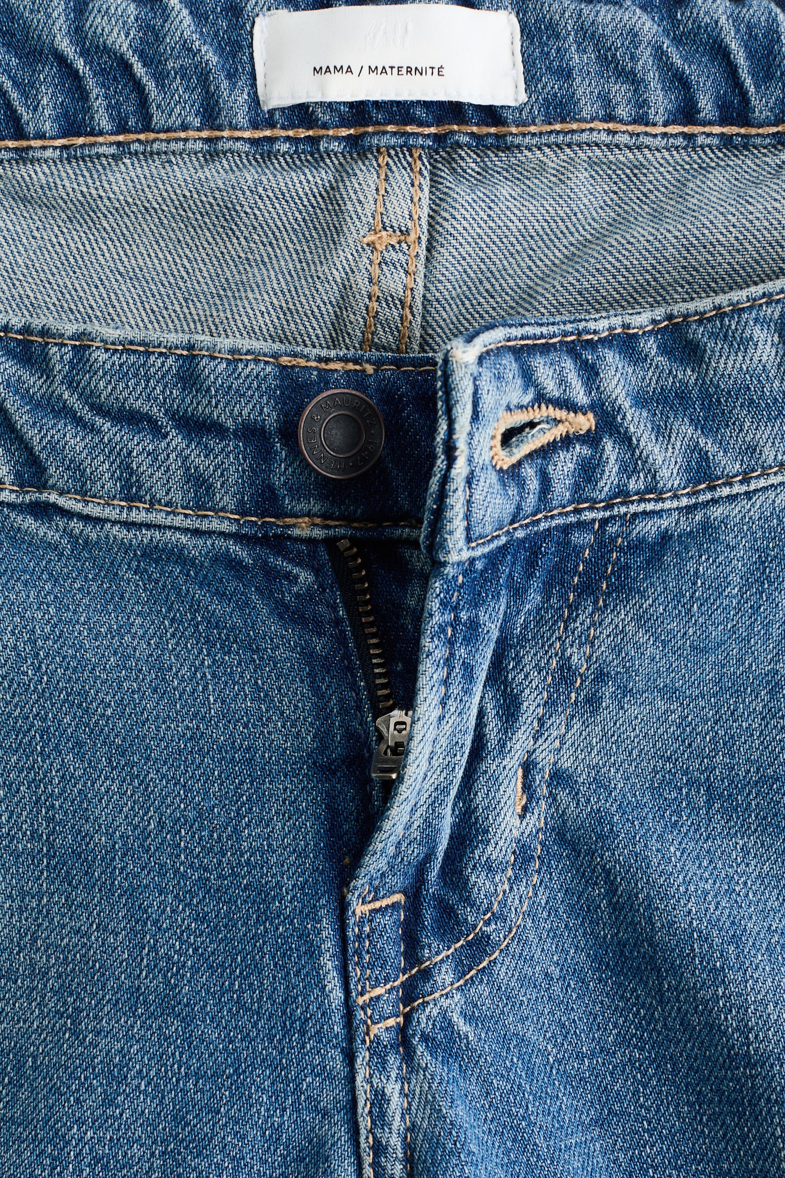 MAMA 寬鬆低腰牛仔褲 - 丹寧藍/深丹寧藍 - 2