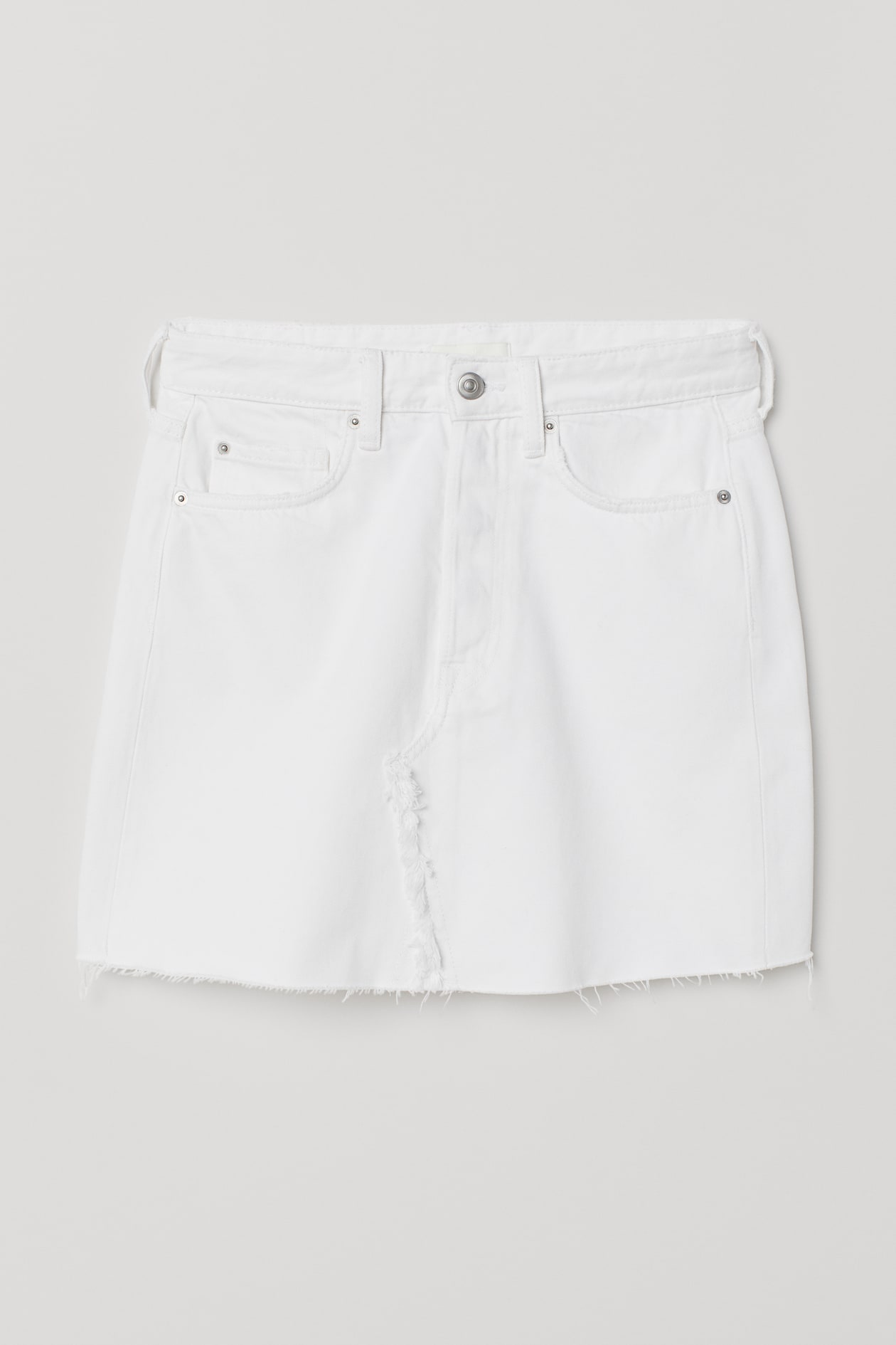 Denim skirt - Mini - White - Ladies | H&M GB