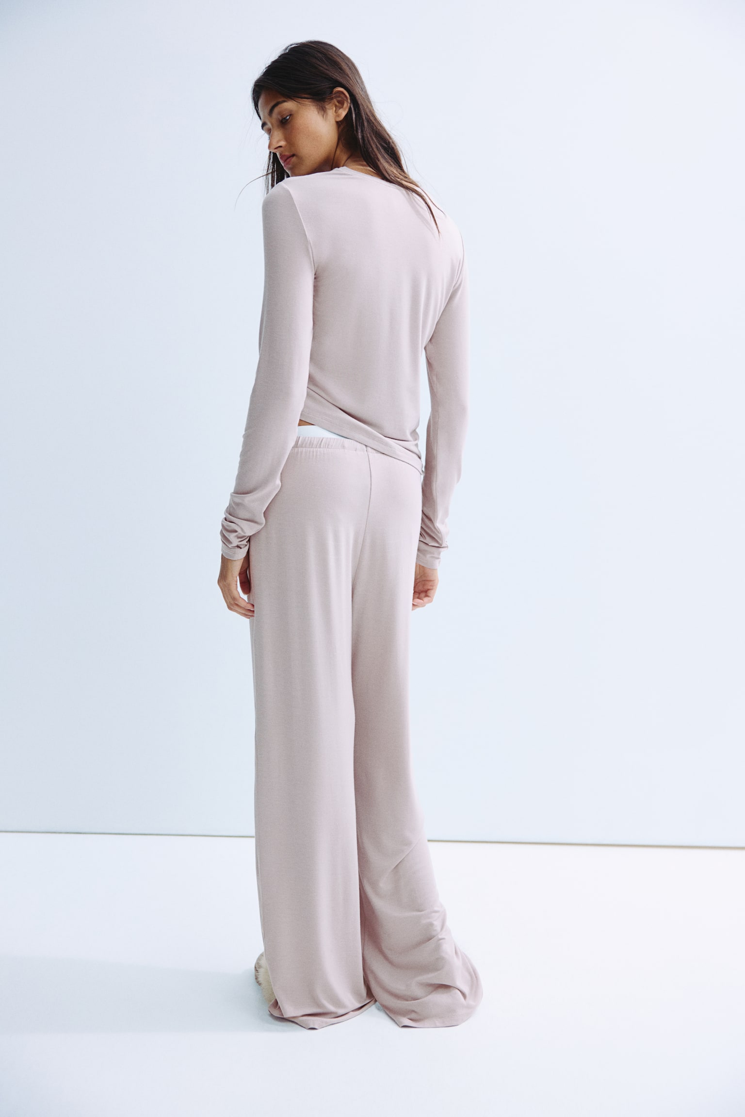 Modal Pijama Takımı - Açık tozlu pembe/Koyu kahverengi - 4