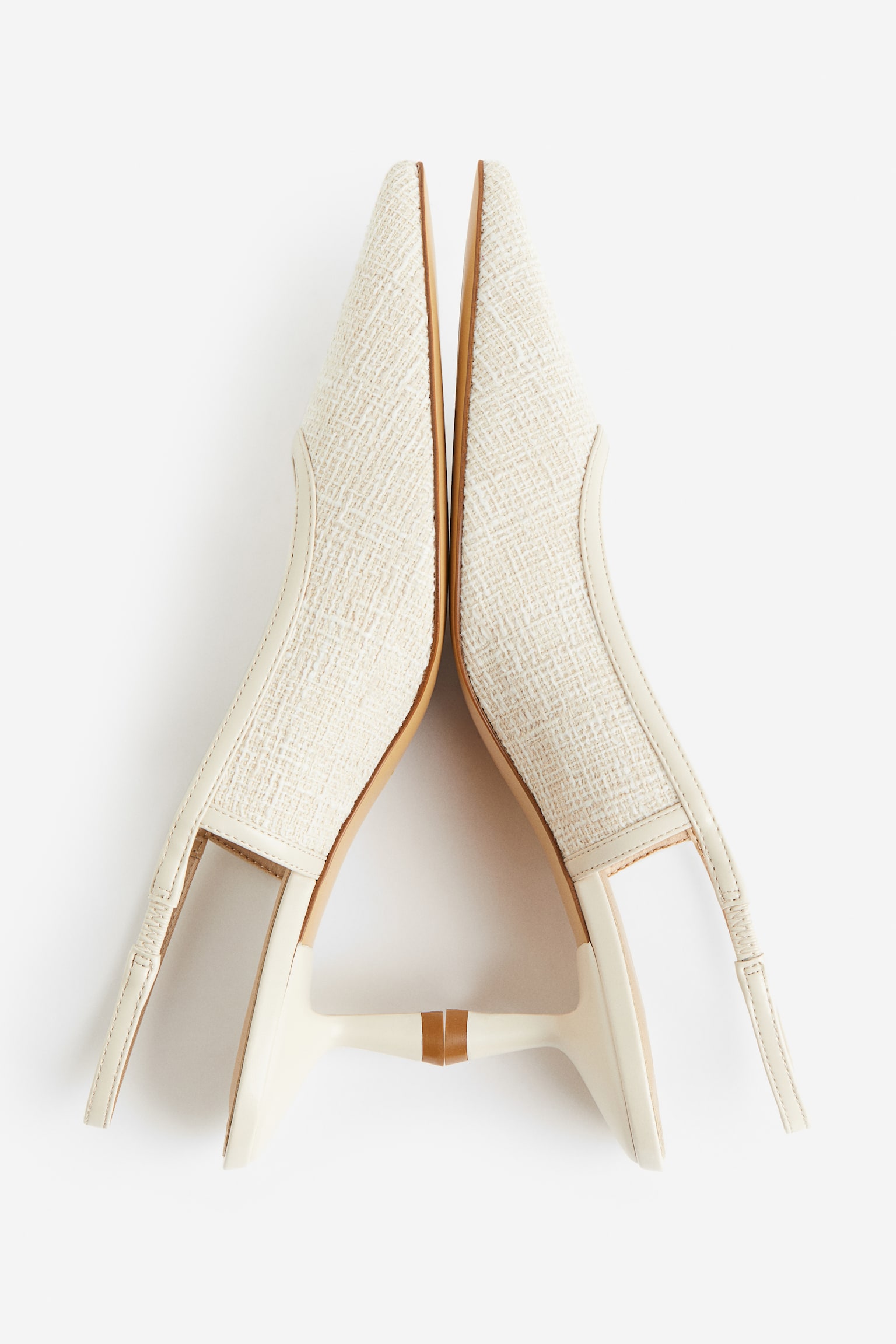 Textured Slingbacks - Light beige/Black - 7