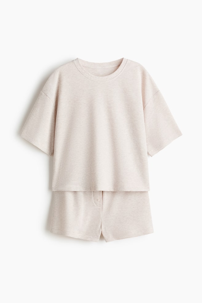 Pyjama mit Waffelstruktur - Hellbeige/Cremefarben/Braun - 1