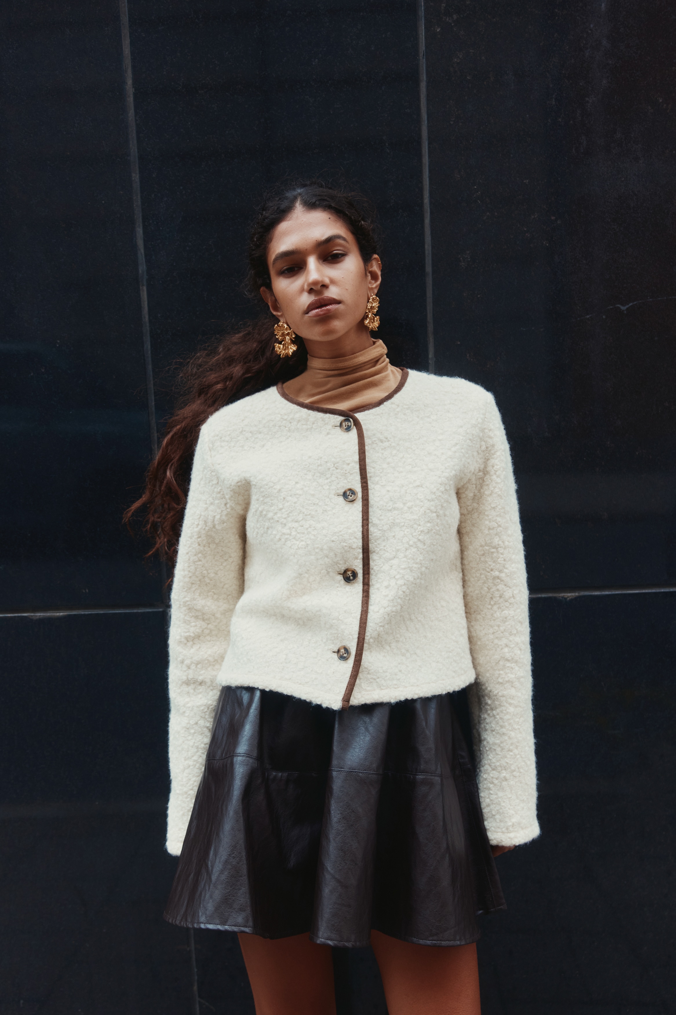 Ladies - Cream Teddy cardigan - Size: L  - H&M