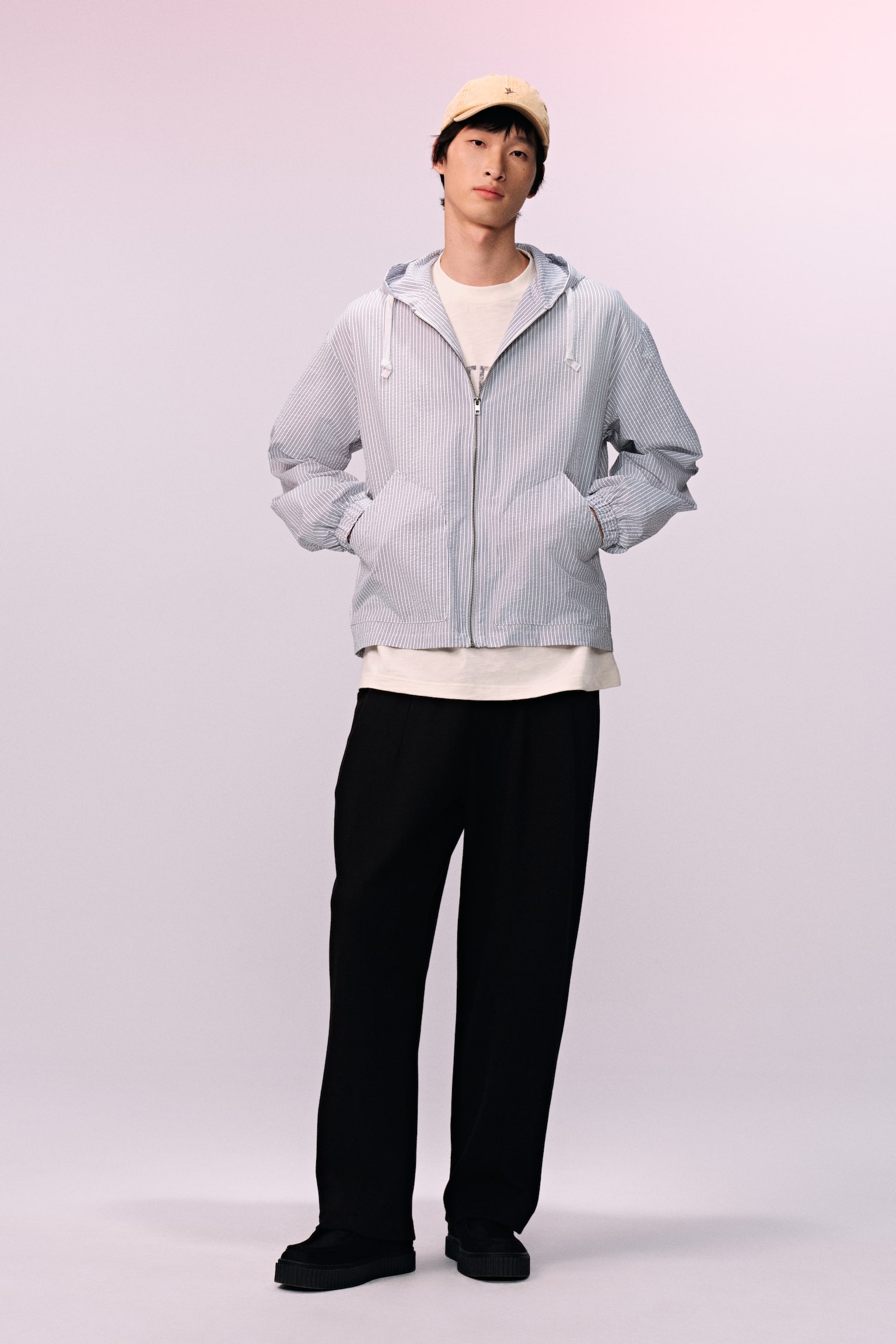 Áo khoác kéo khoá Loose Fit - Màu xanh dương nhạt/Kẻ/Màu xanh dương đậm/Kẻ - 5