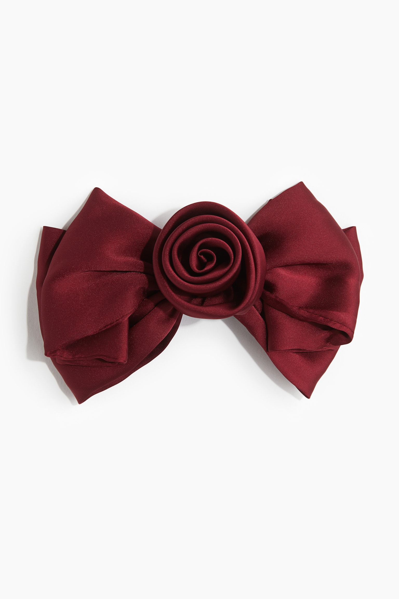 Flower-detail bow hair clip - Burgundy - 2