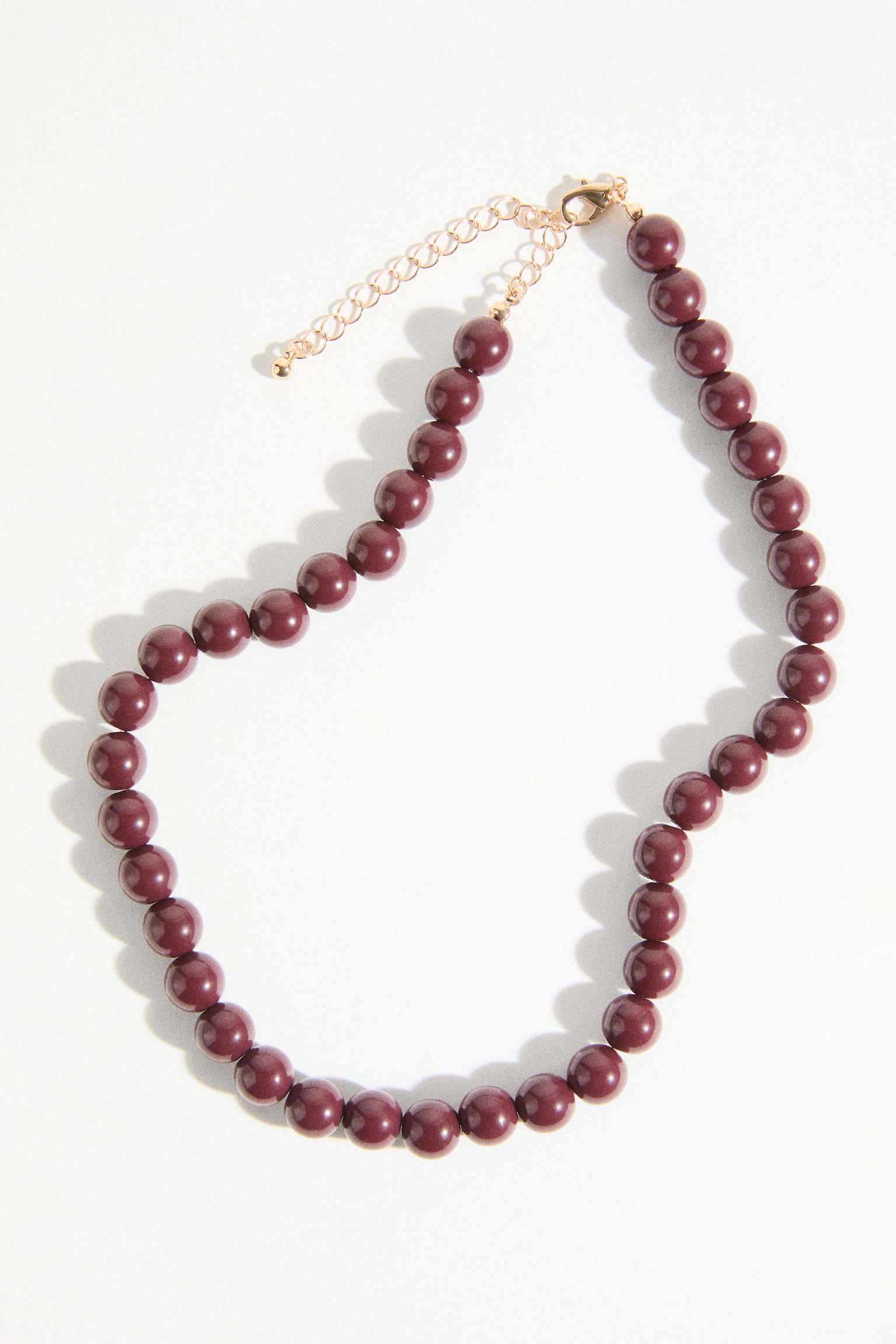 Beaded necklace - Dark brown/Red/Light blue/Pink - 4