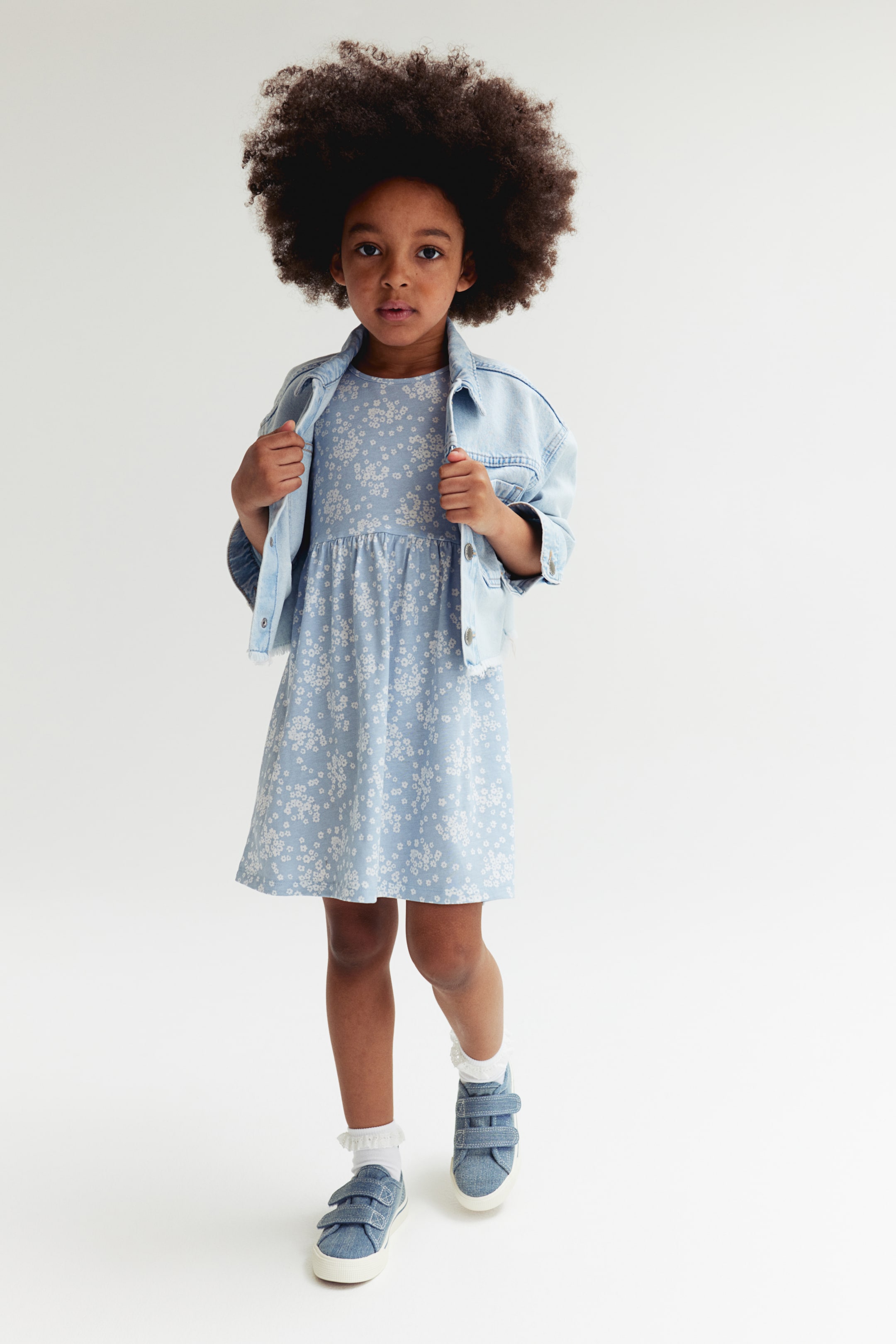 Ladybug Dress - Round Neck - Sleeveless - Light blue/floral - Kids | H&M US