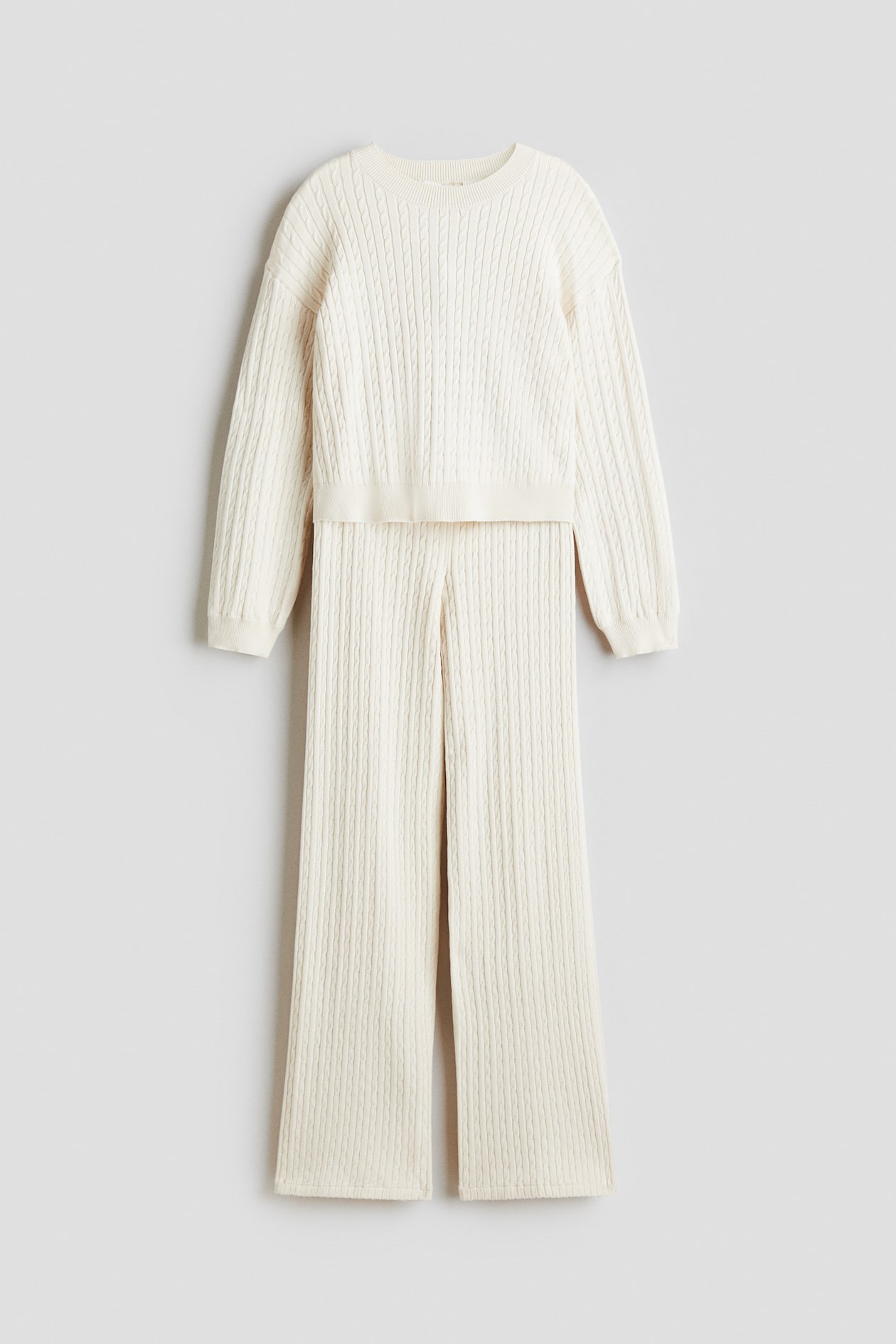 2-delat kabelstickat set - Crèmevit - BARN | H&M SE