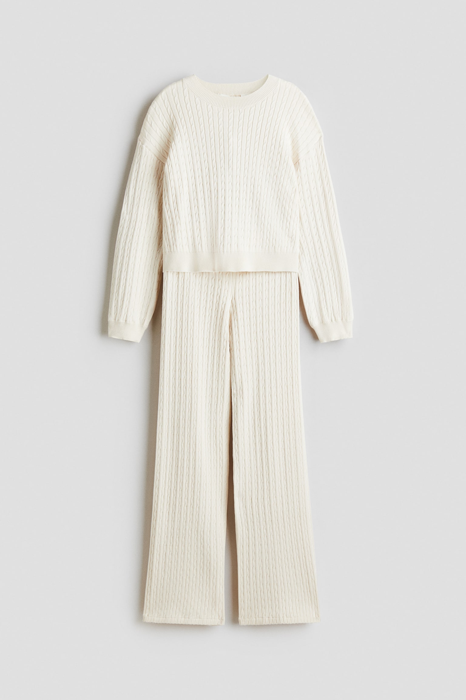 Детские комплекты H&M 2-Piece Cable-Knit Set, цвет: Кремовый — фото 1