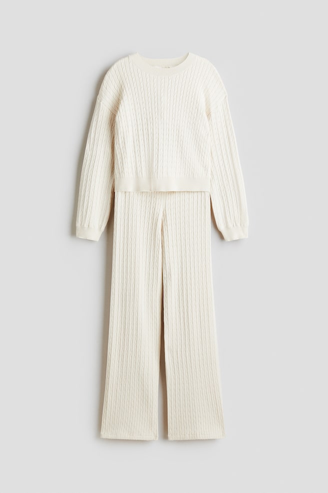 2-Piece Cable-Knit Set - Cream - 1