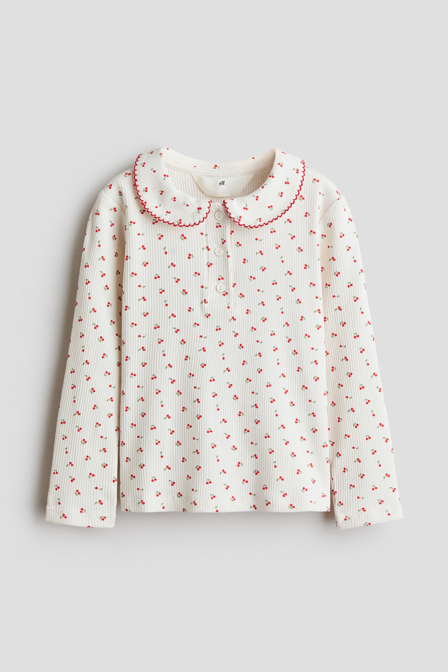 Детский топ H&M Cotton Top with Collar, цвет: Кремовый — фото 1