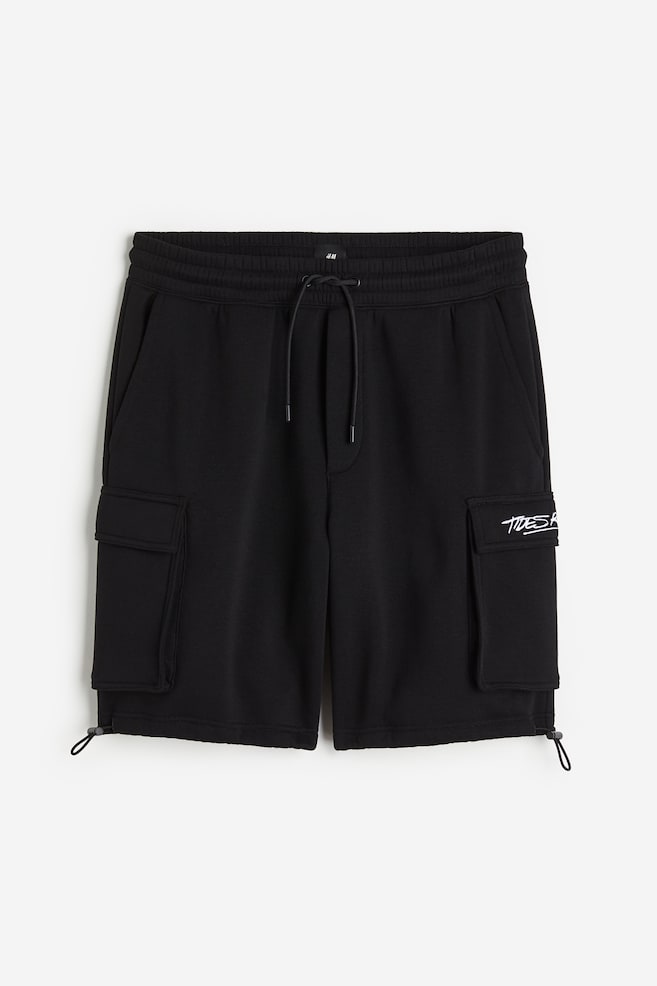 Relaxed Fit Printed cargo sweatshorts - Black - 2