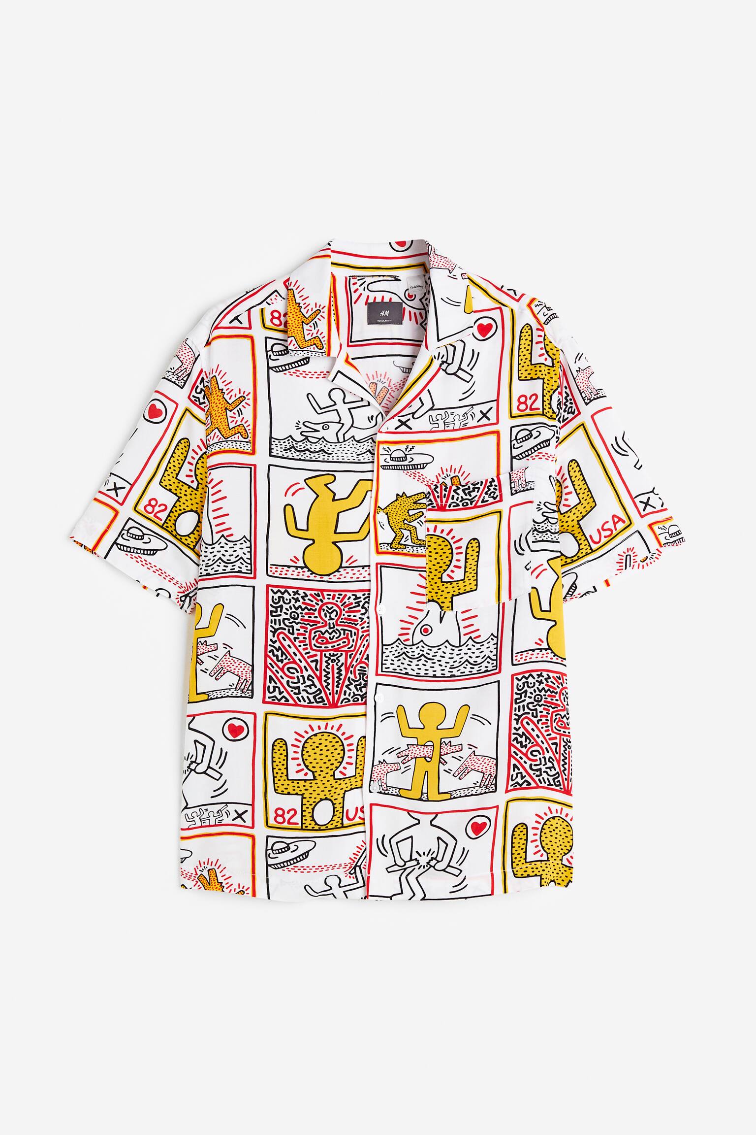 Regular Fit Patterned resort shirt - White/Keith Haring