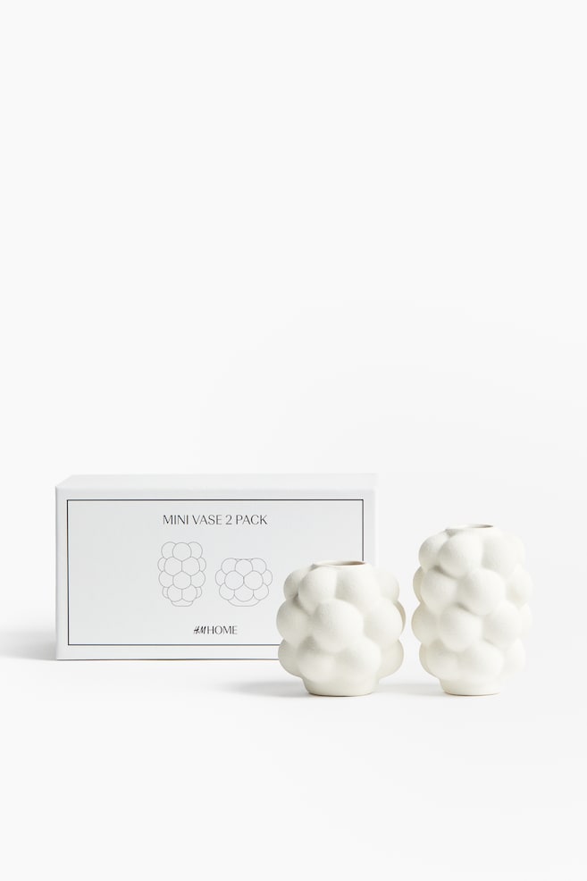 2-Pack Mini Stoneware Vases - White - 1