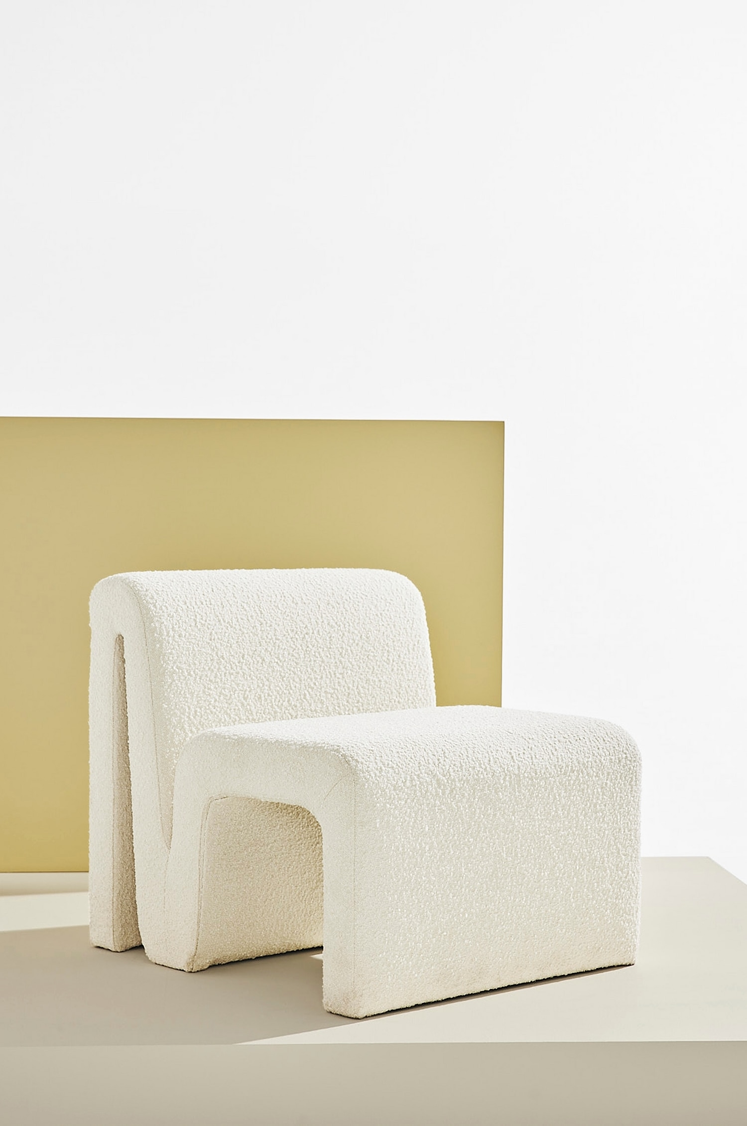 Fauteuil En Tissu Bouclé Odette - Blanc