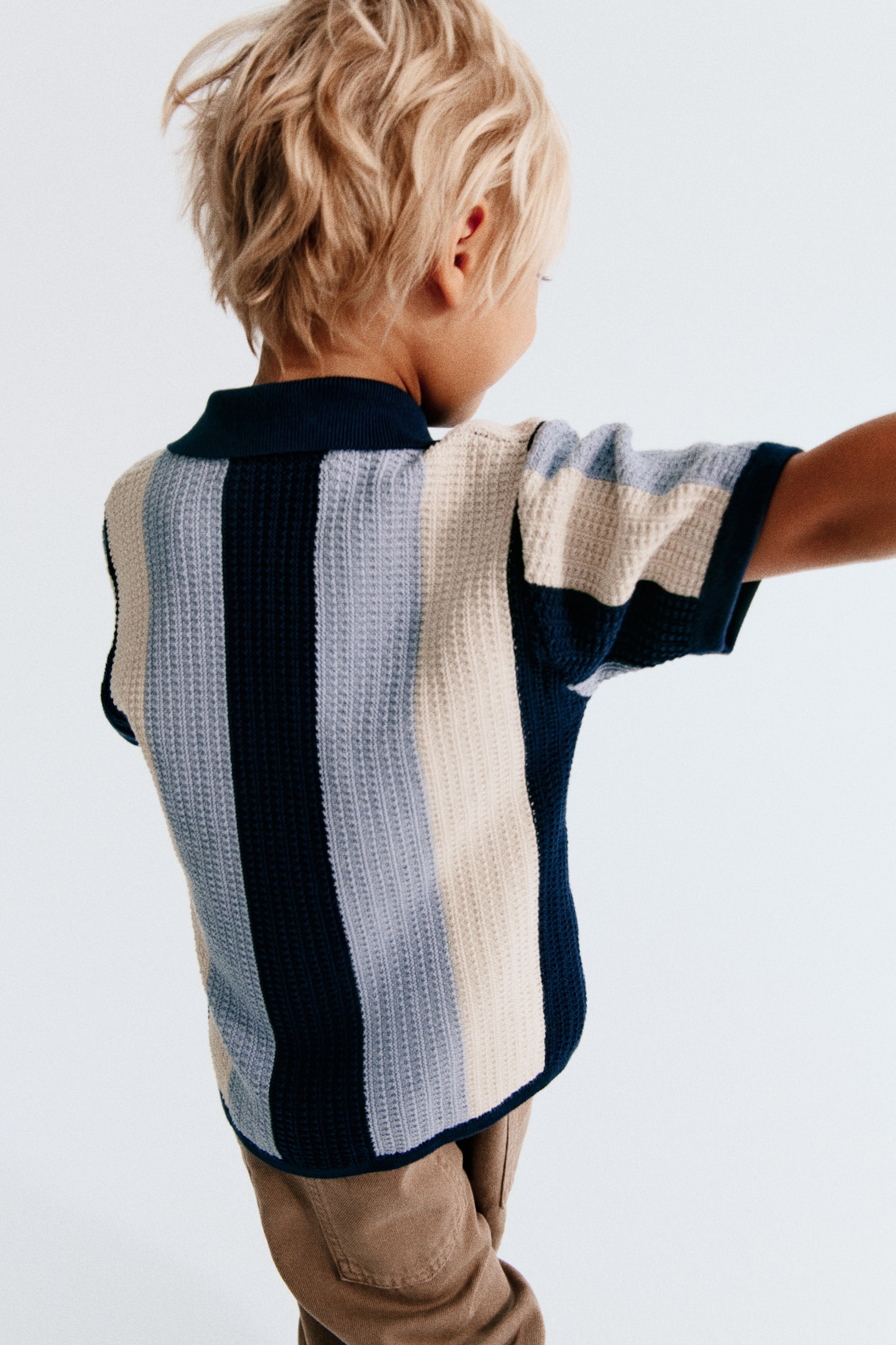 Детская рубашка H&M Textured-Knit Resort, цвет: Тёмно-синий — фото 4