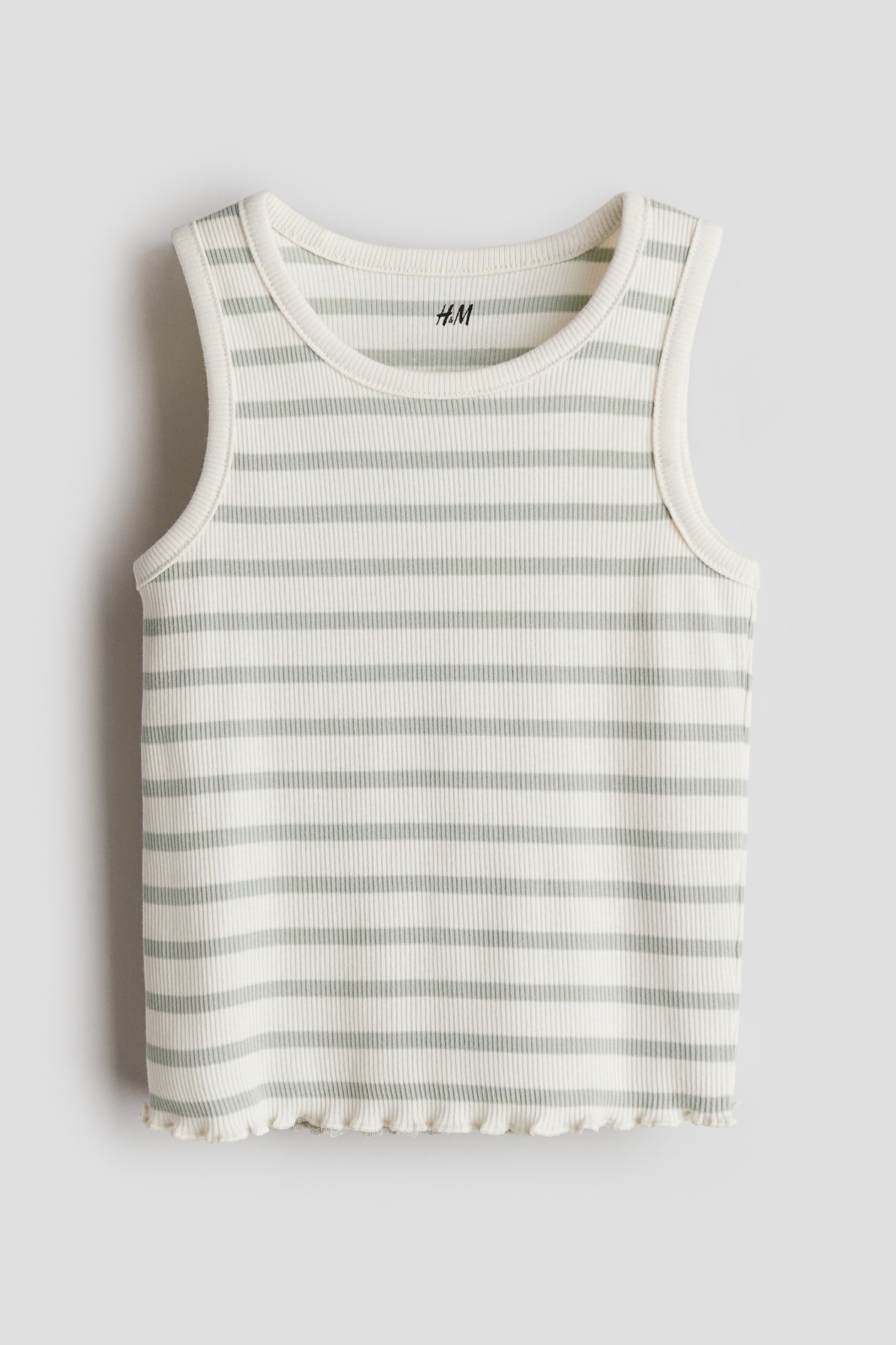 White/green striped Ribbed Tank Top for kids | H&M US