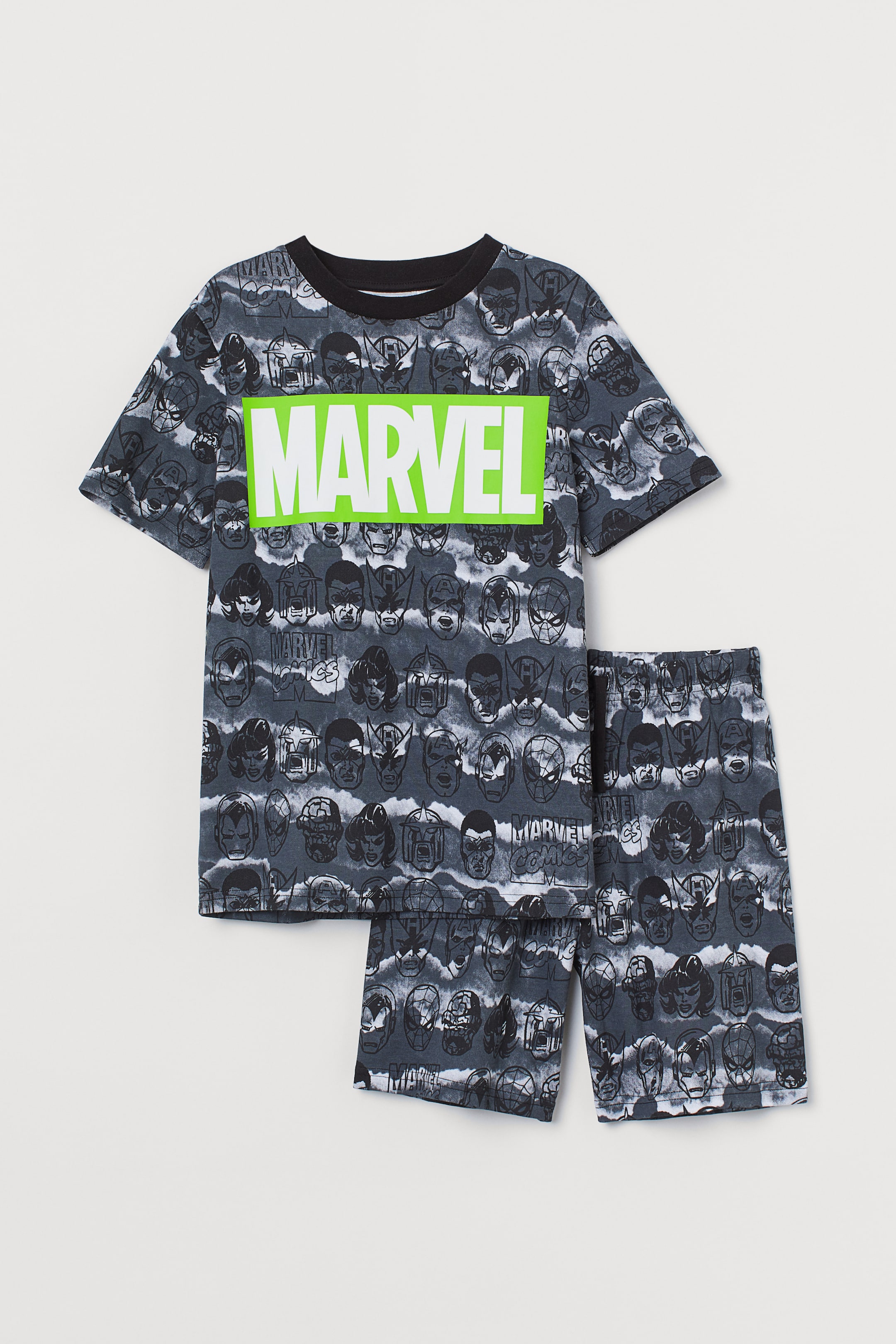 View larger image: Pyjama T-shirt and shorts - Black/Marvel - Kids | H&M 1