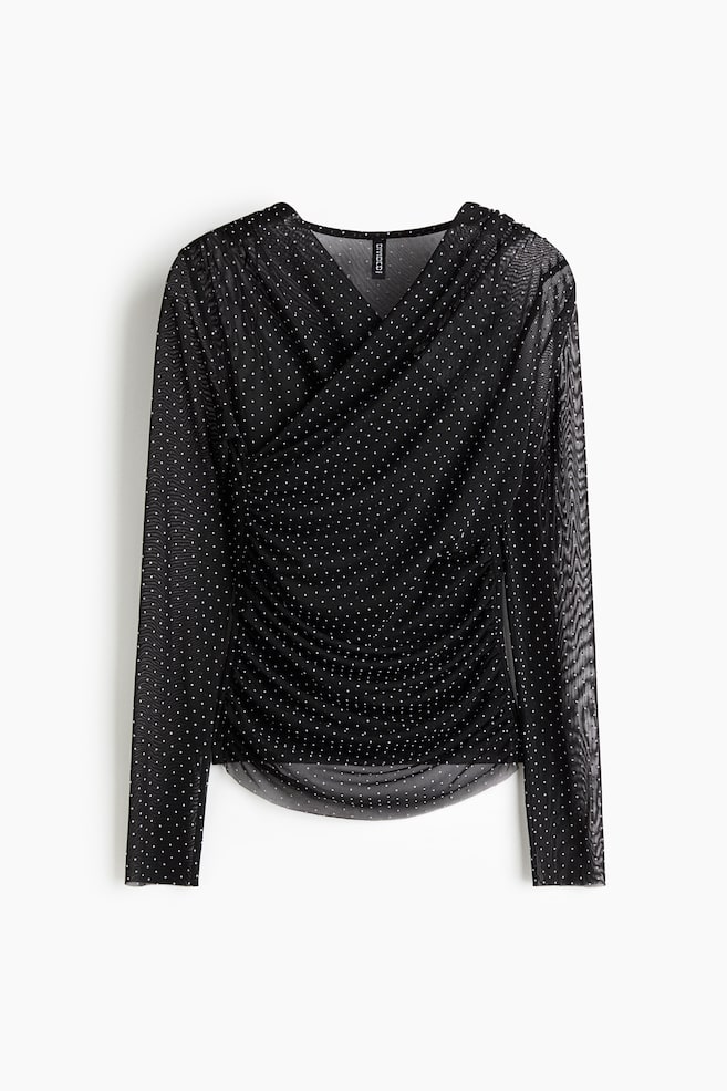 Top en malla plumeti - Negro/Lunares - 1