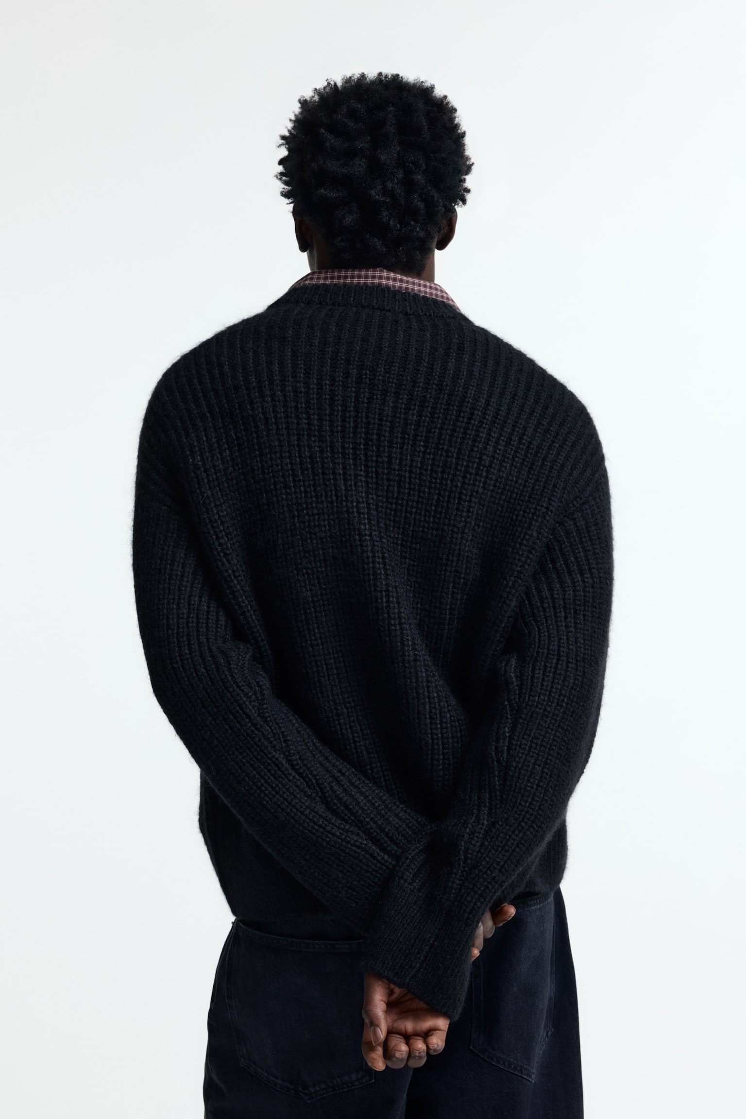 Pull Loose Fit en maille côtelée - Noir/Bleu foncé - 5