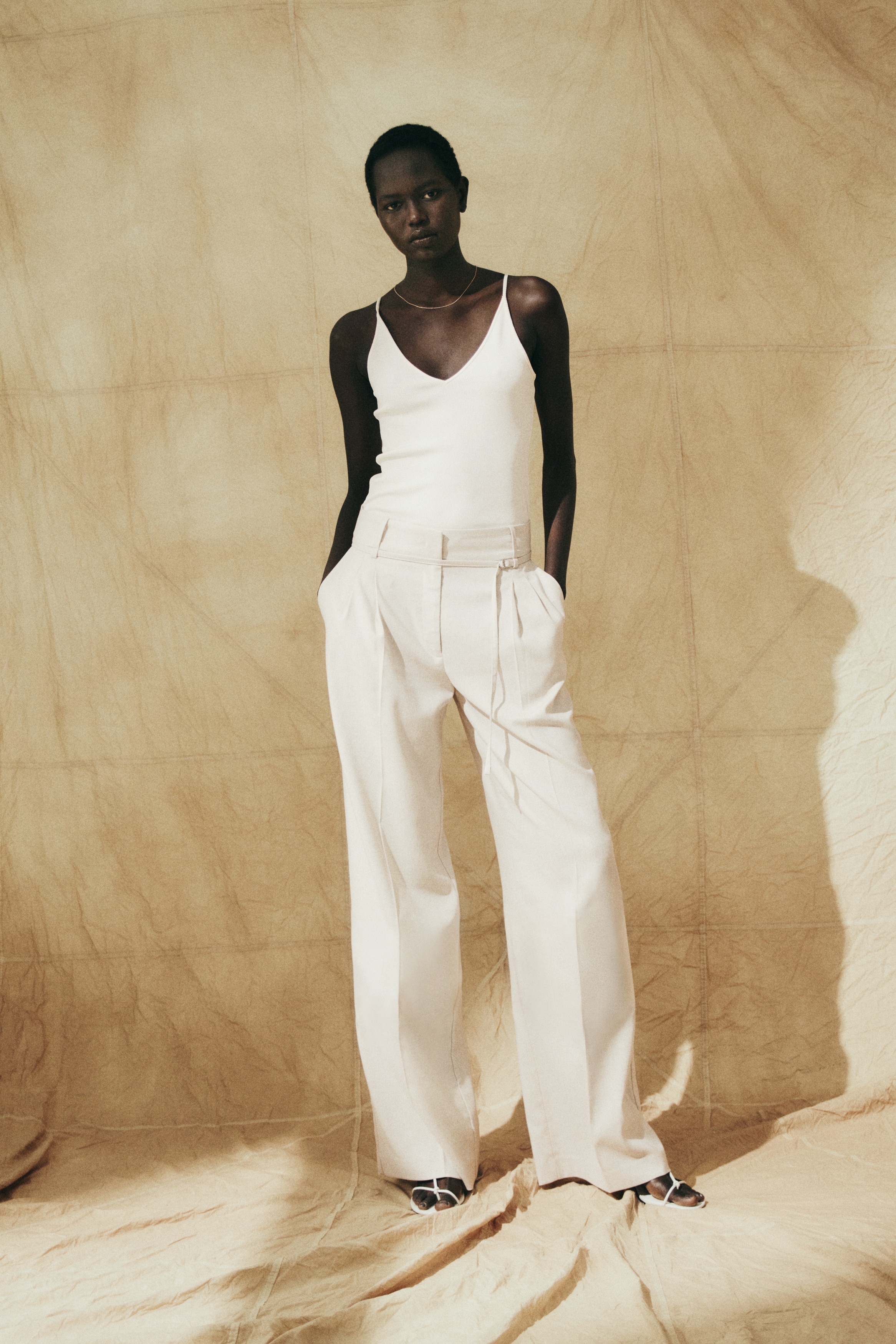 Şık Pantolon - Açık bej/Siyah