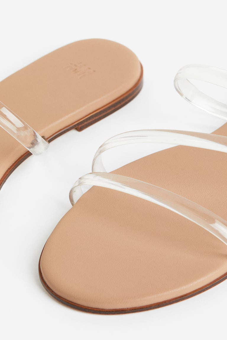 Pool Slides Ajio H And M Flip Flops Slides Transparent/Dark Beige