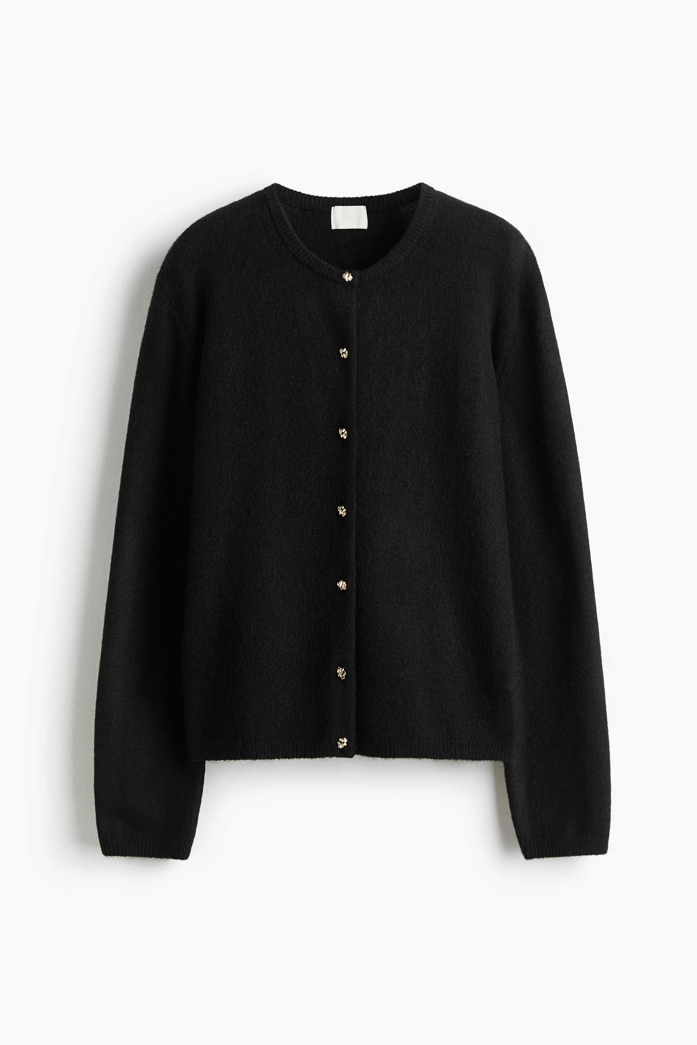Fine-Knit Cardigan - Black/Cream/Dark gray melange/Powder pink