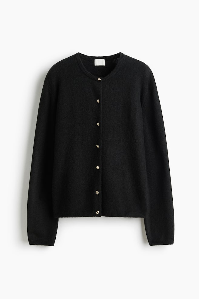 Fine Knit Cardigan - Black/Cream - 1