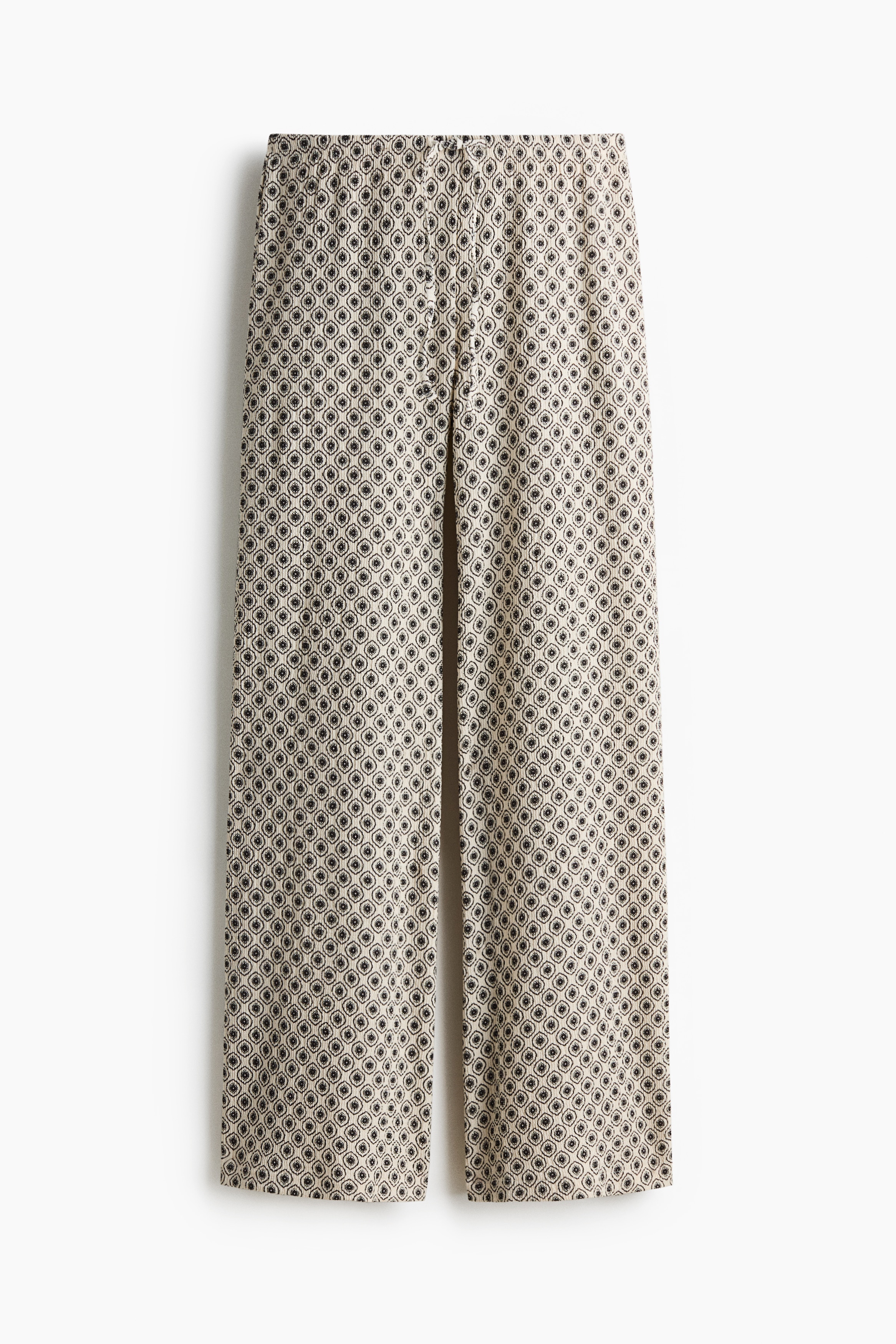 Textured jersey trousers - Light beige/Patterned/Black