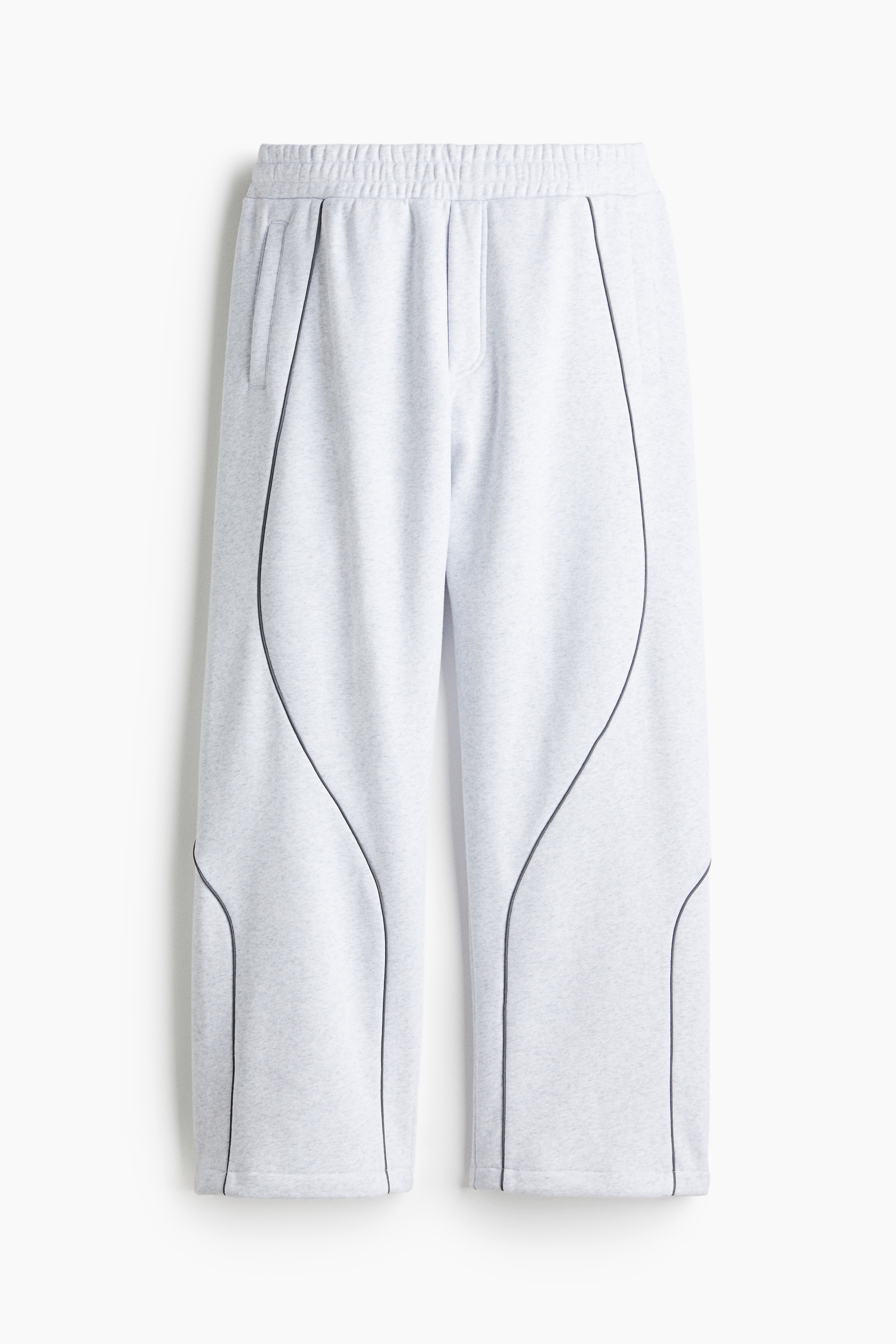 休閒剪裁運動長褲 - 淺灰混色/黑色