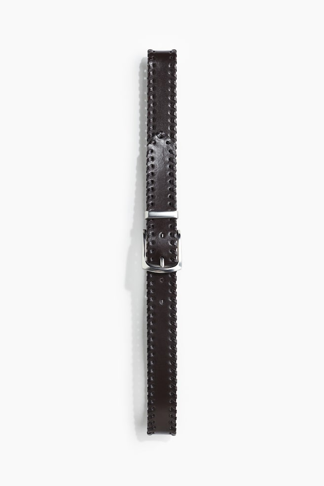 Split leather belt - Dark brown - 1