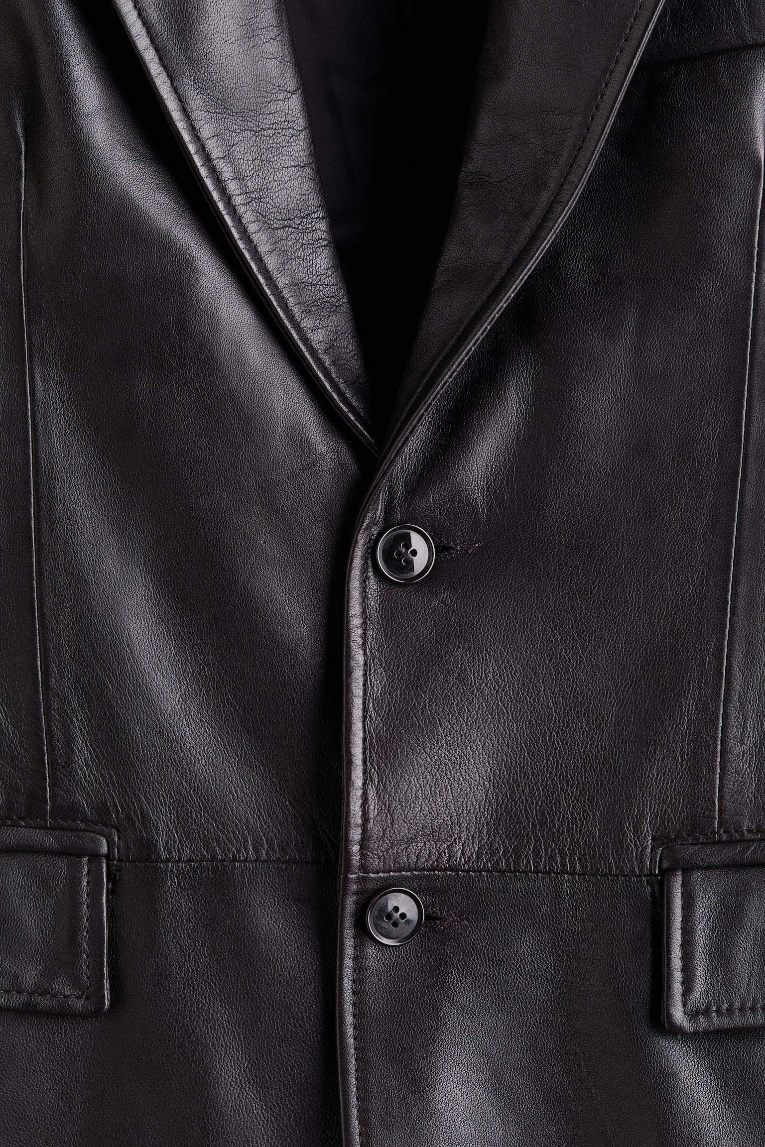 Мужская куртка H&M Single-Breasted Leather, цвет: Тёмный коричневый — фото 7