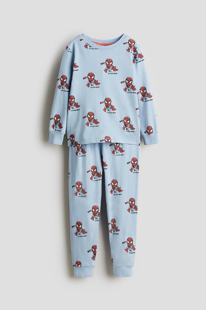 Printed cotton jersey pyjamas - Blue/Spider-Man/Cream/Marvel Comics/Blue/Sonic the Hedgehog/Grey/Sonic the Hedgehog/Blue/Spider-Man/White/Pokémon/Light green/PAW Patrol/Blue/Pokémon/Light grey/Batman/White/Marvel/Light beige/PAW Patrol/Light grey marl/Hot Wheels/White/Spider-Man/Grey marl/Spider-Man/Black/Marvel Comics - 1