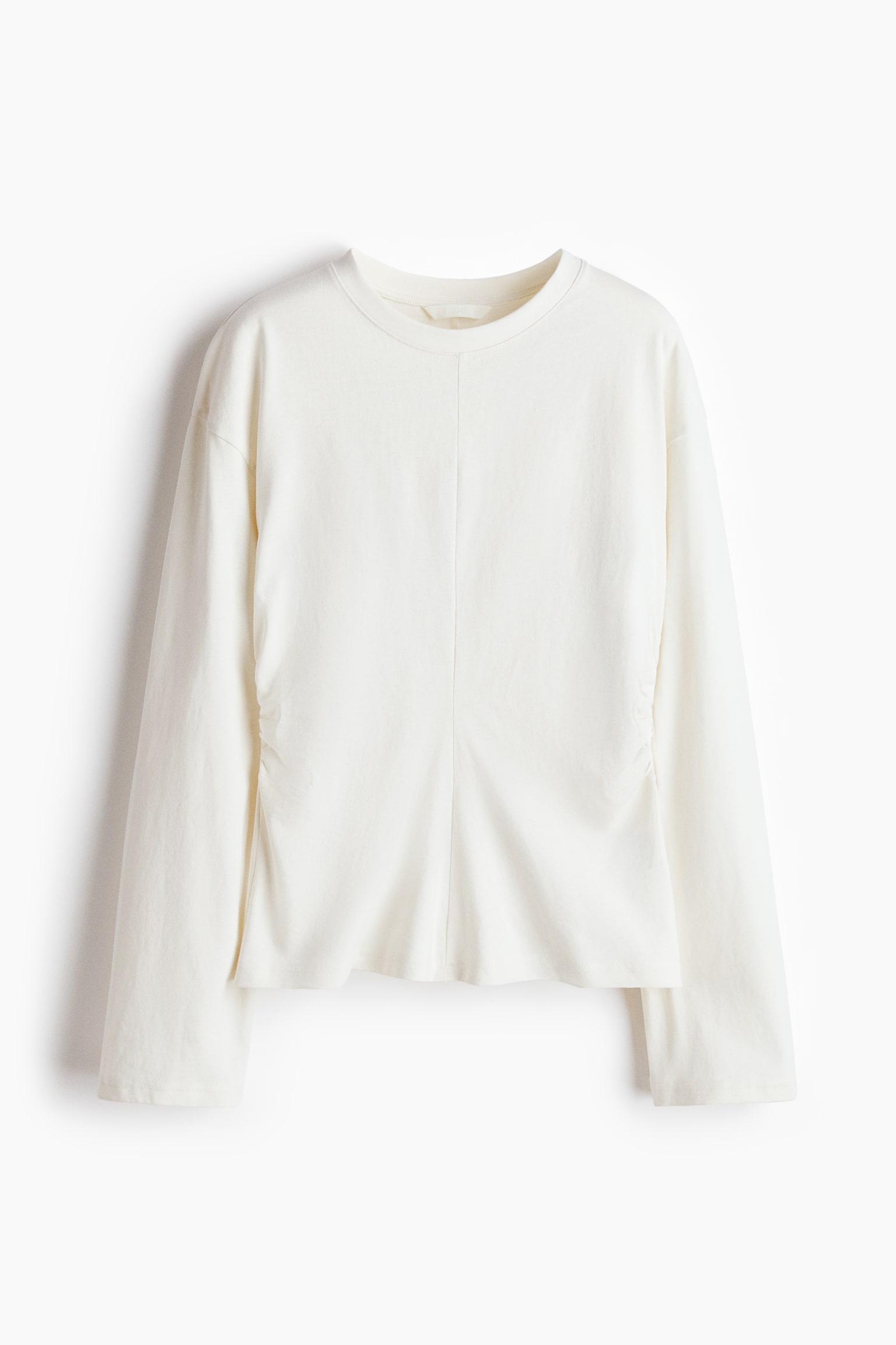 Gathered cotton jersey top - White/Dark grey/Black - 5