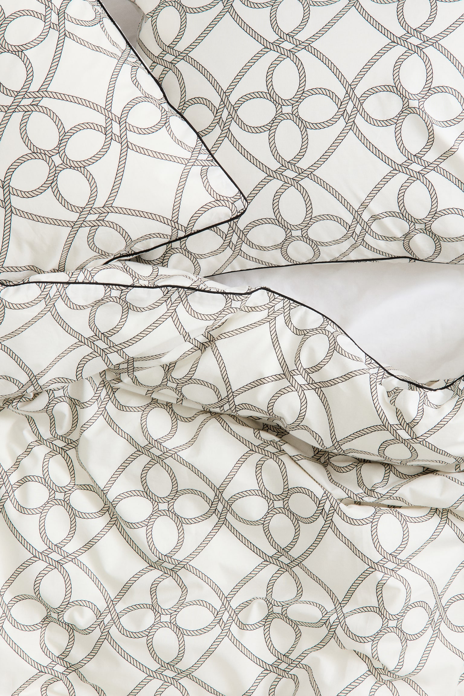 Patterned double/king duvet cover set-White/Beige - 4