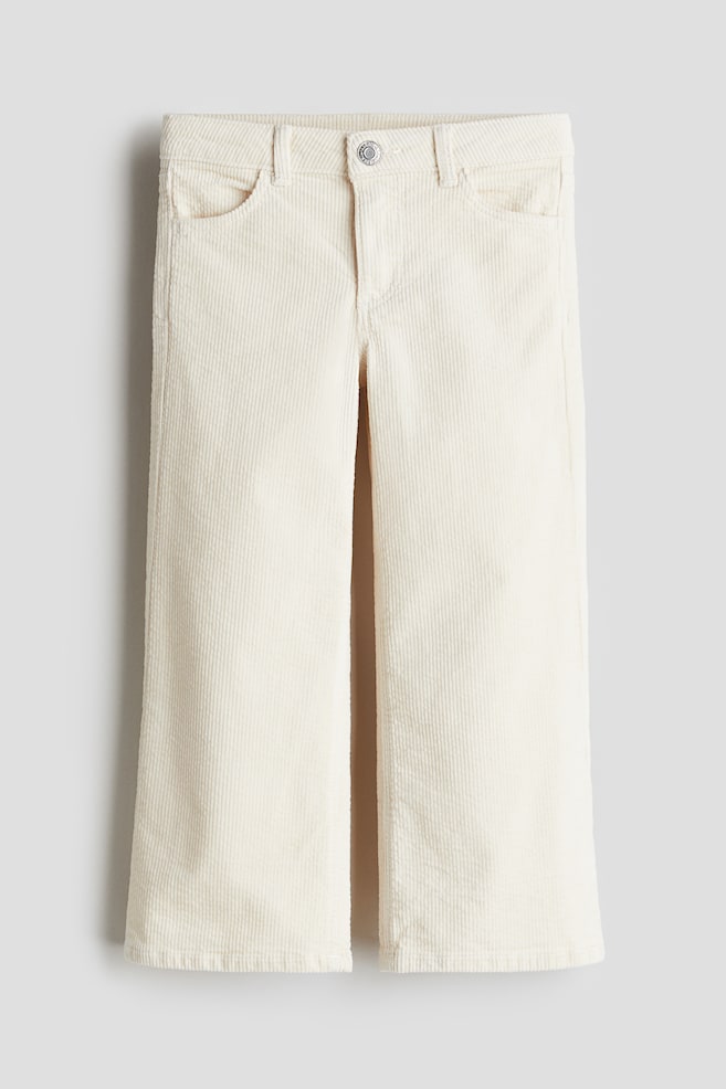Pantalon large en velours côtelé - Crème - 1