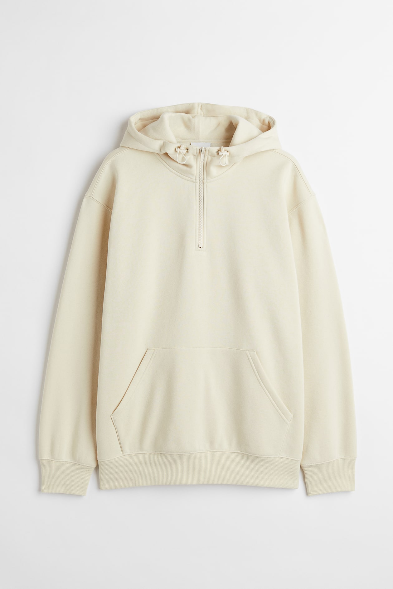 Relaxed Fit Half-zip Hoodie - Long sleeve - Regular length - Cream ...