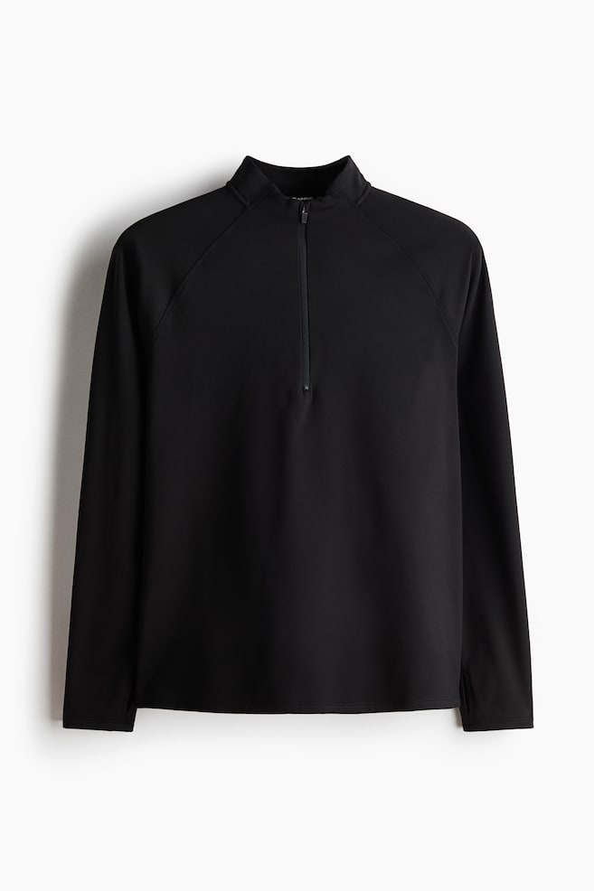 Ziptop-sportshirt - Regular Fit - Zwart/Donker olijfgroen - 1