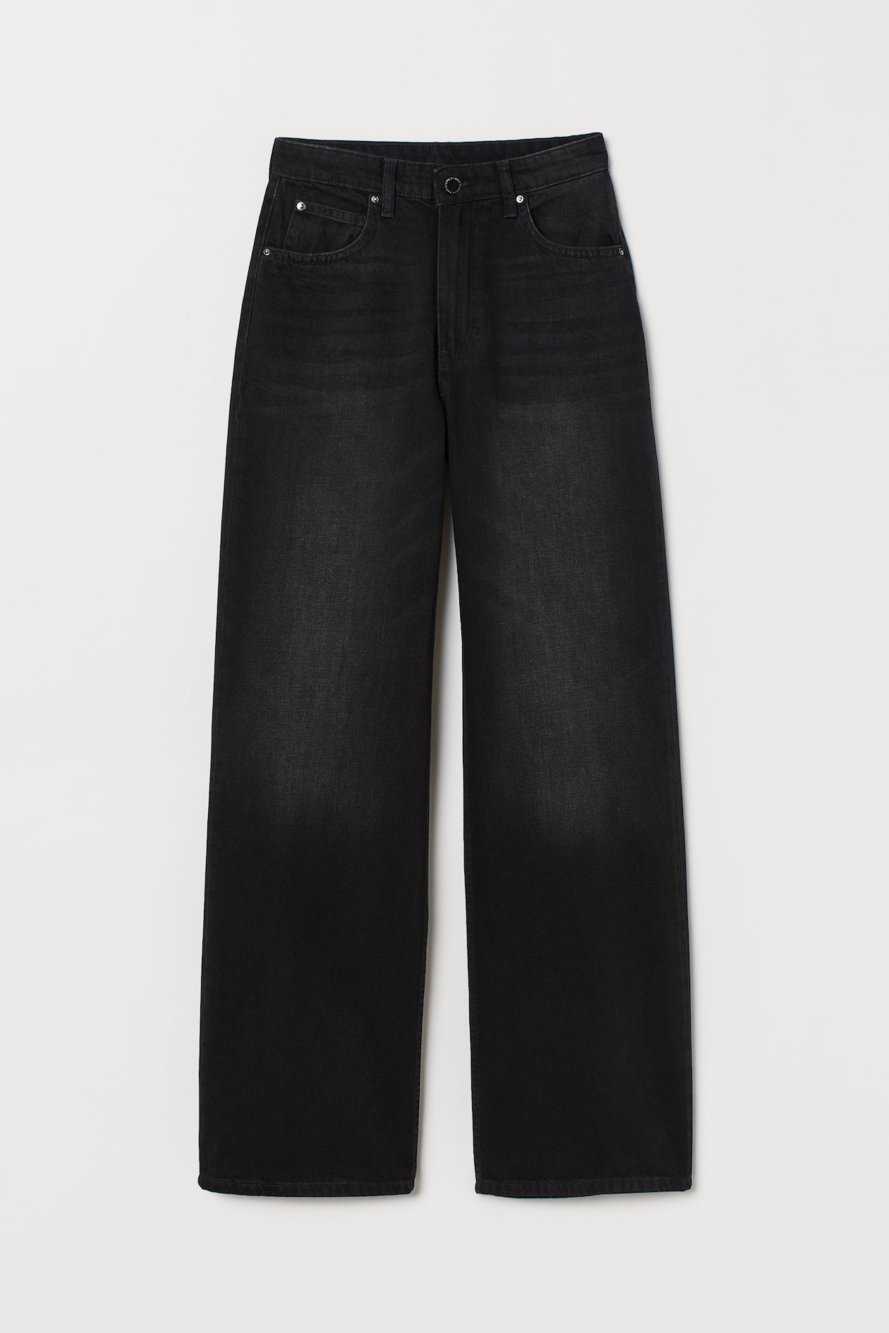 Wide High Jeans - High waist - Long - Black - Ladies | H&M GB