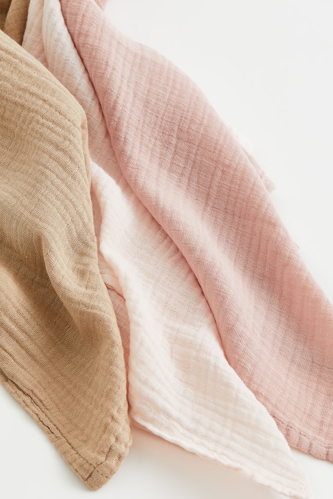 3-pack muslin comfort blankets - Light pink/Beige/Dark grey/Brown/Light turquoise/White - 4