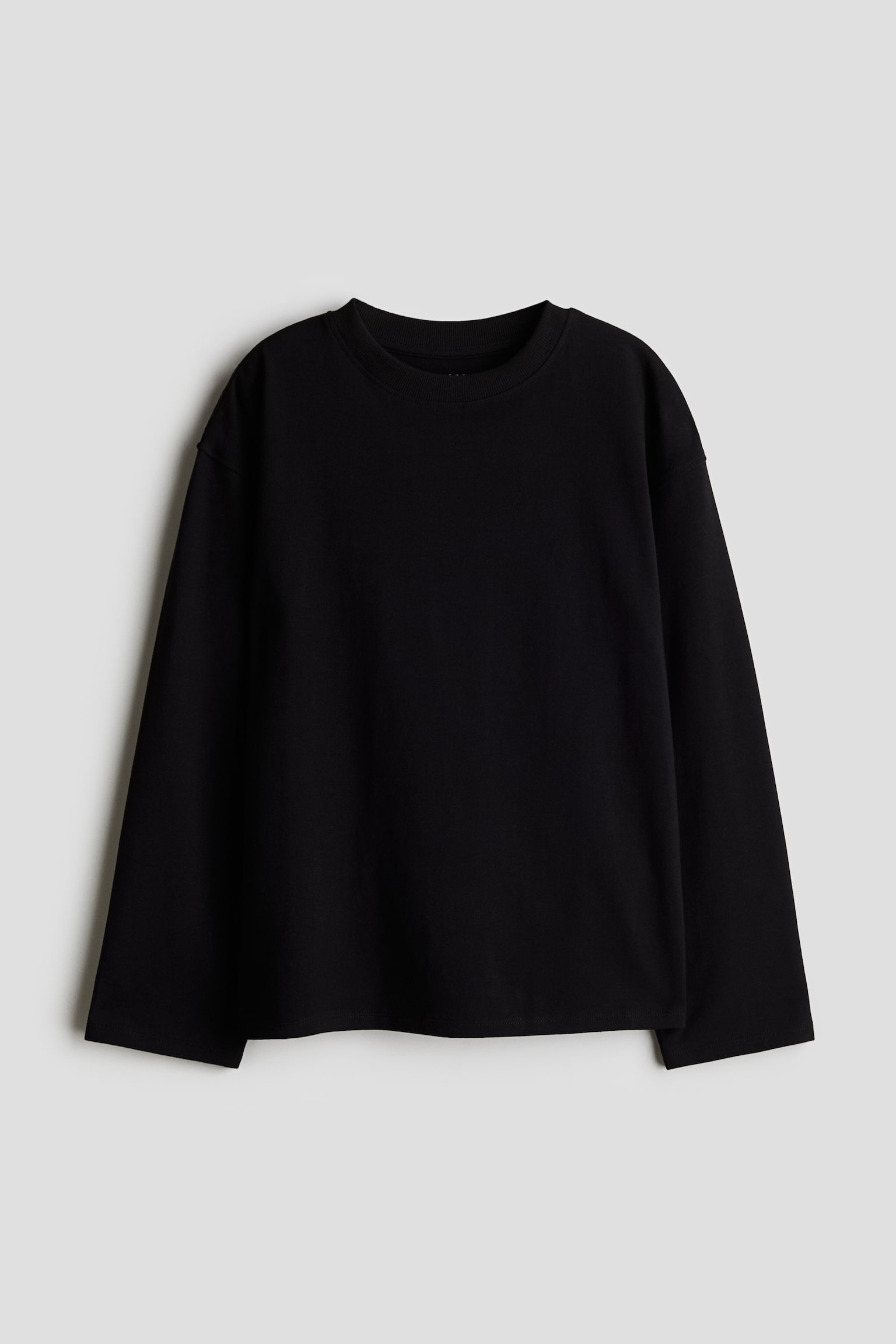 Long-sleeved cotton top - Black/White - 1